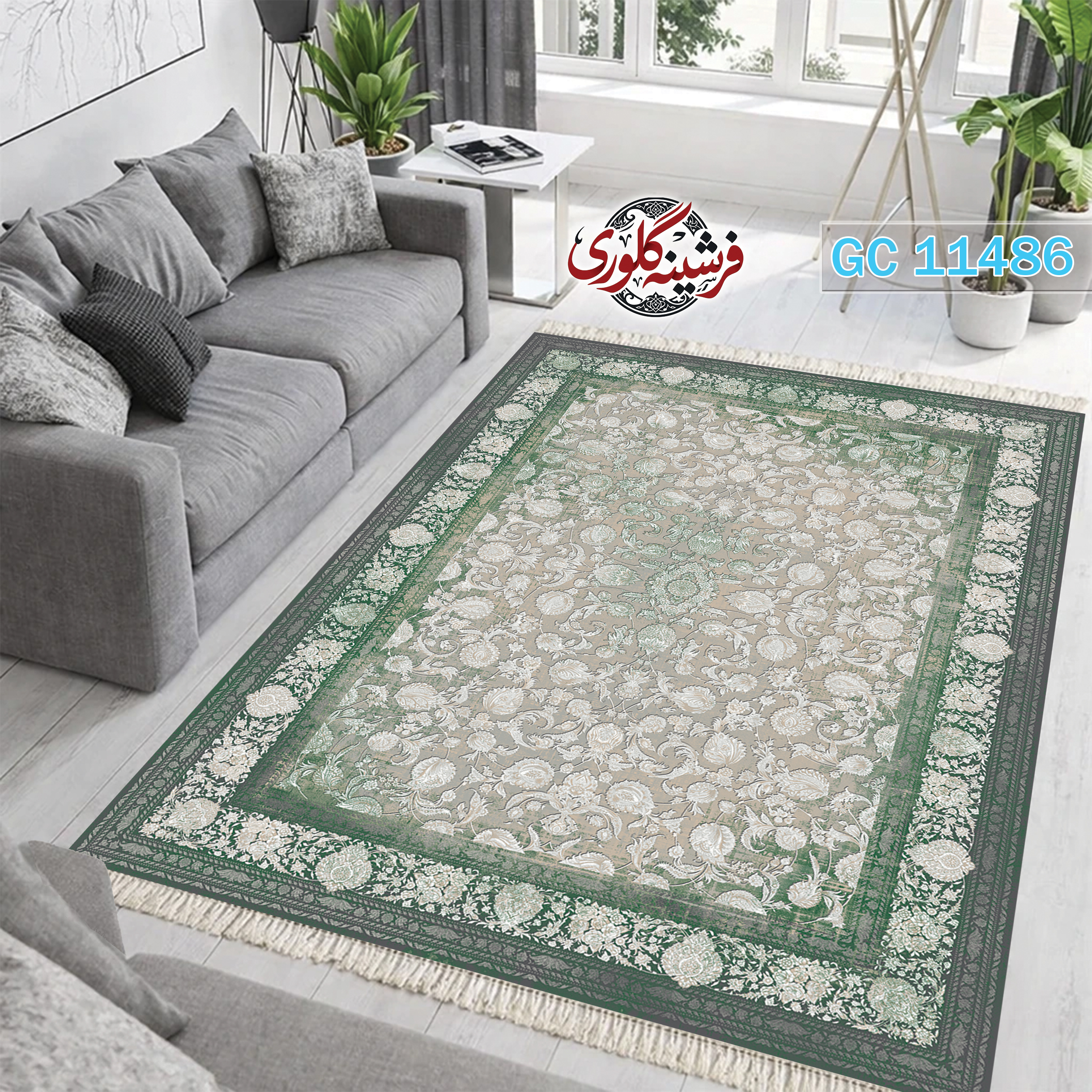 فرشینه طرح فرش مخمل هازان ترک قابل شست و شو و ضد پرزدهی کد GC-11486
