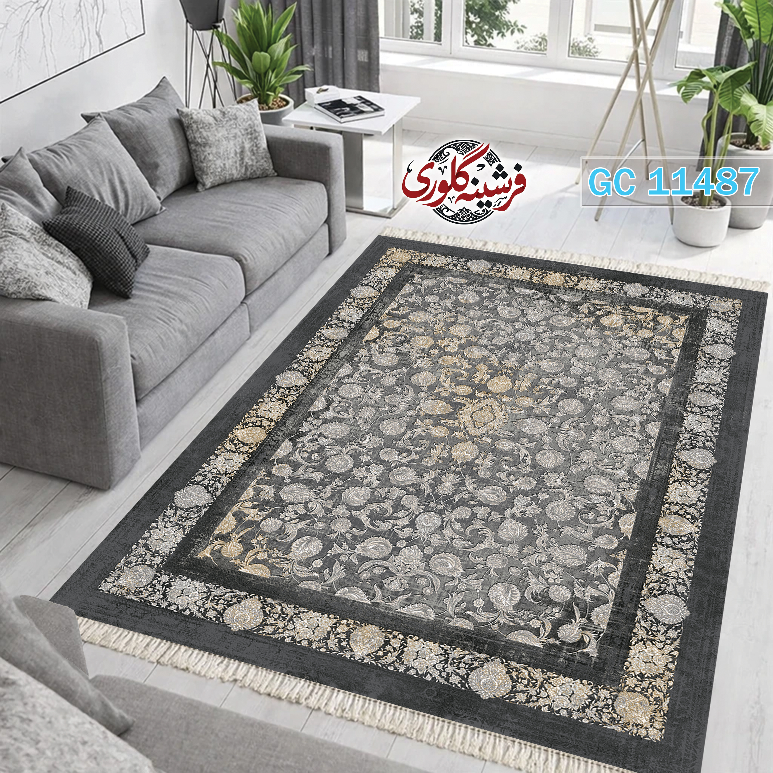 فرشینه طرح فرش مخمل هازان ترک قابل شست و شو و ضد پرزدهی کد GC-11487