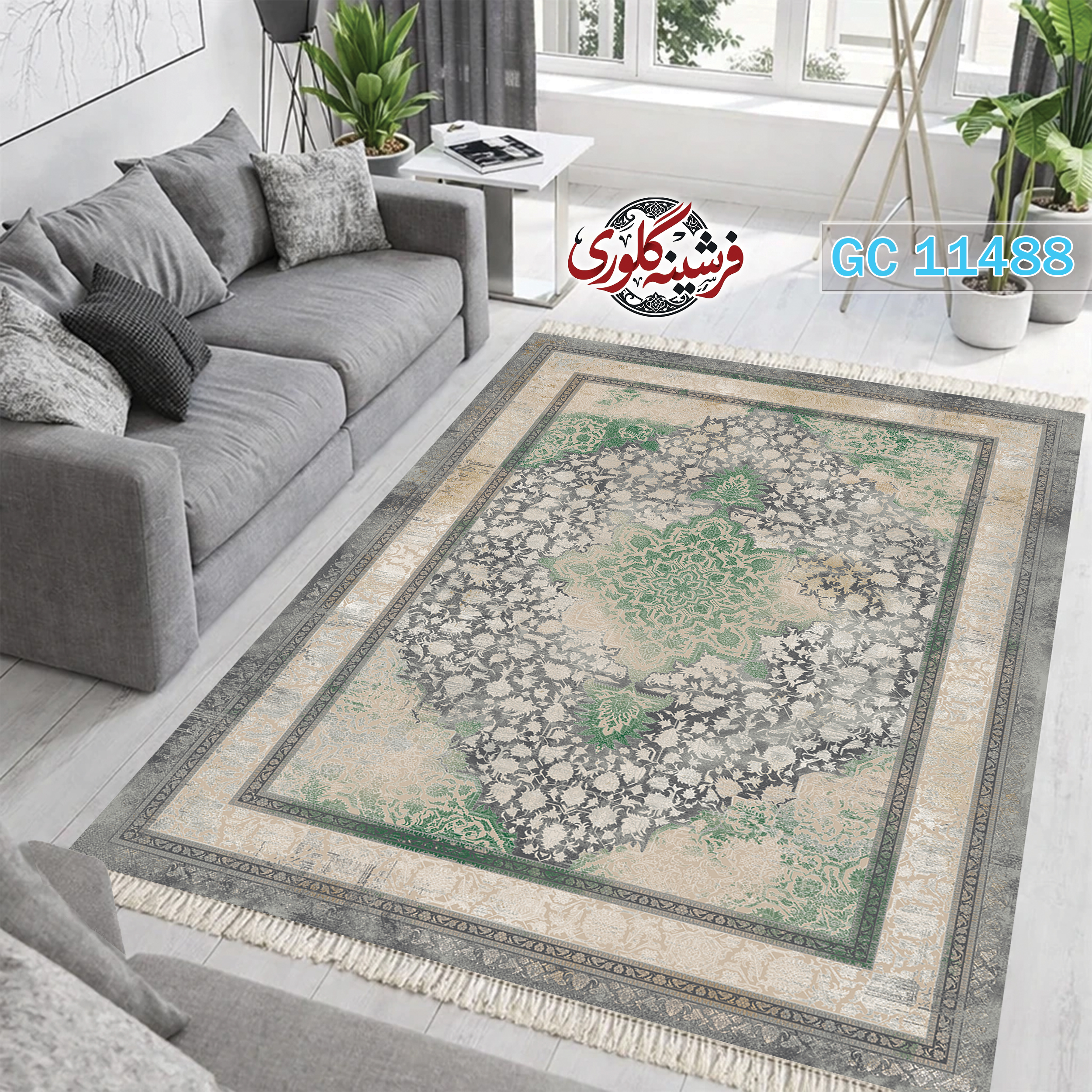 فرشینه طرح فرش مخمل هازان ترک قابل شست و شو و ضد پرزدهی کد GC-11488