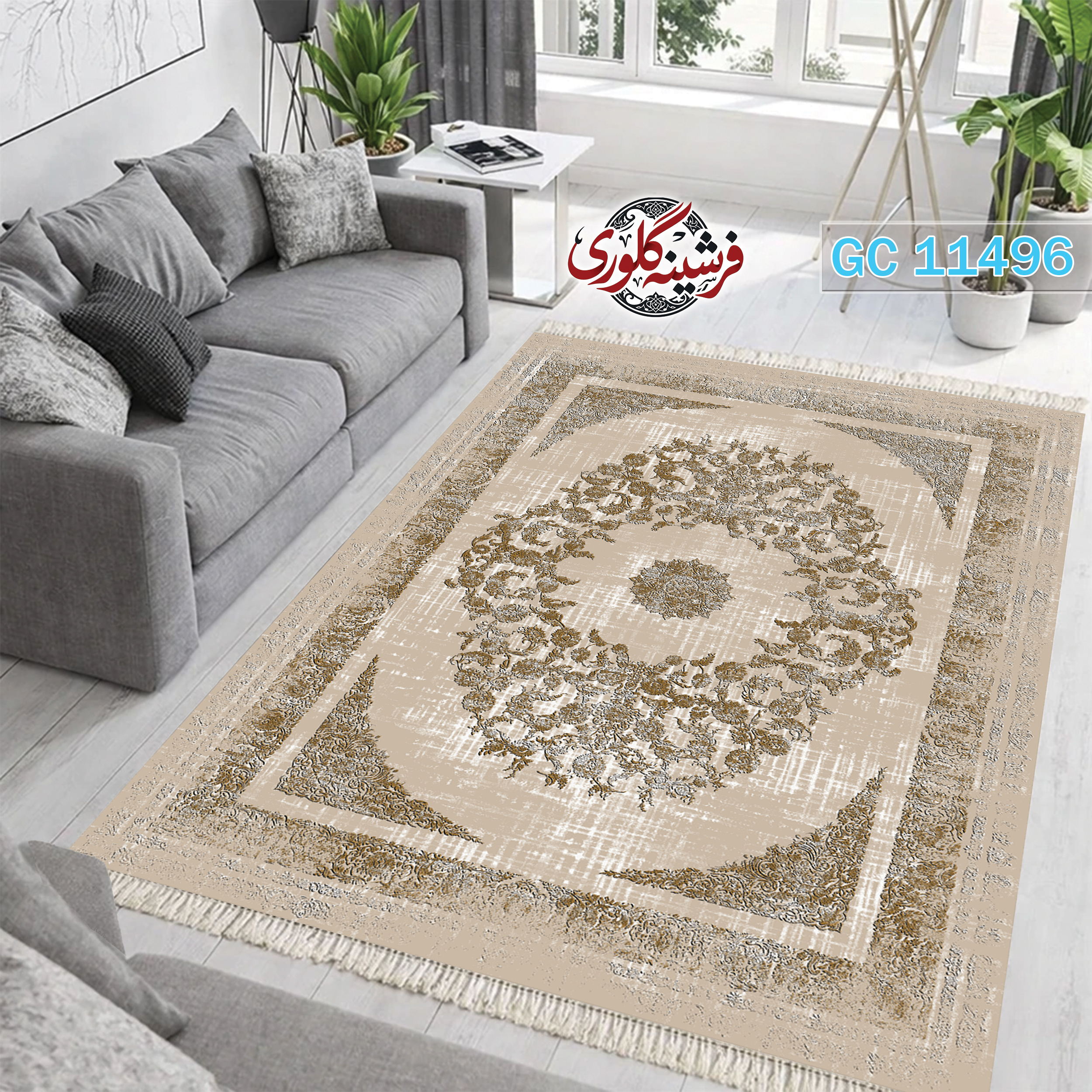 فرشینه طرح فرش مخمل هازان ترک قابل شست و شو و ضد پرزدهی کد GC-11496