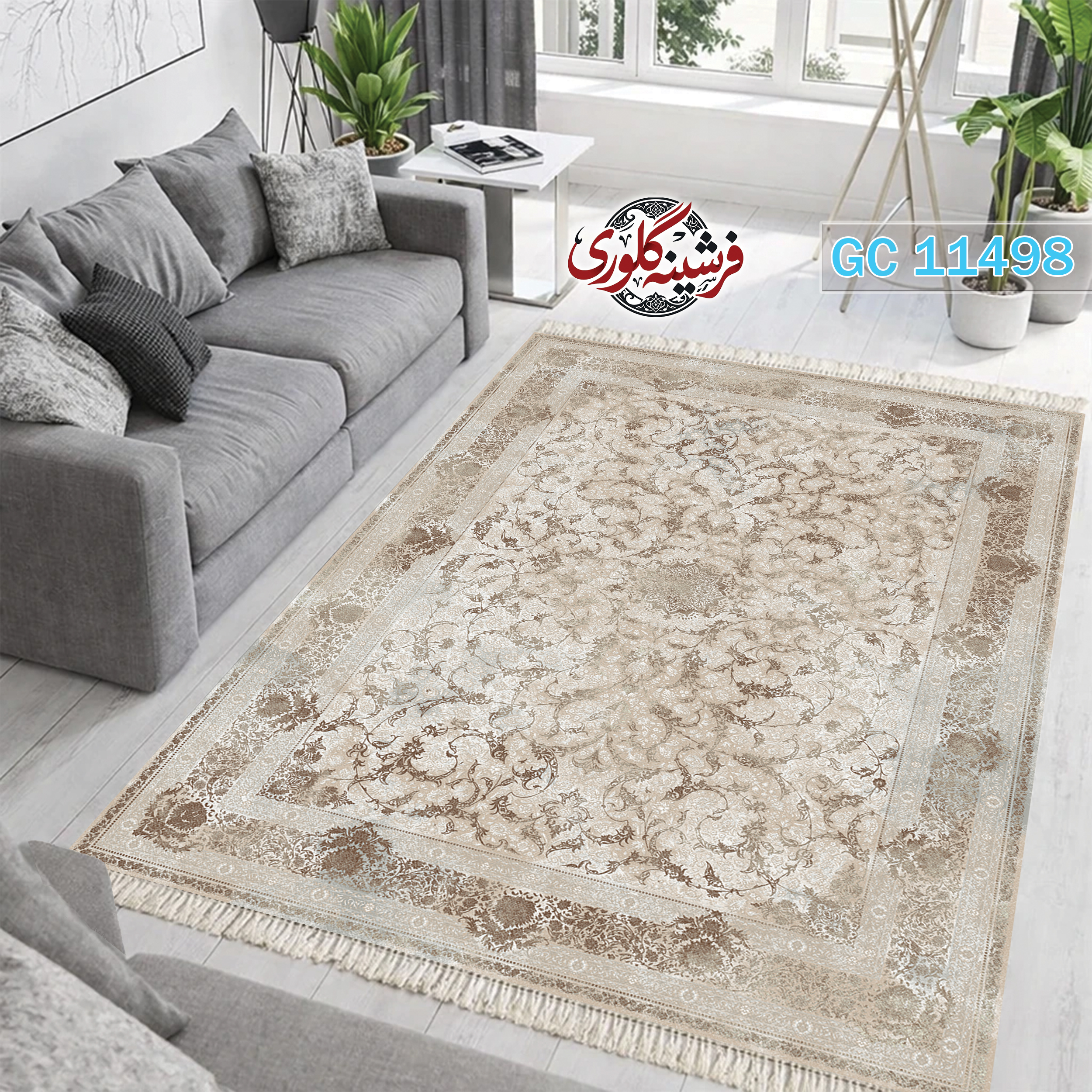 فرشینه طرح فرش مخمل هازان ترک قابل شست و شو و ضد پرزدهی کد GC-11498