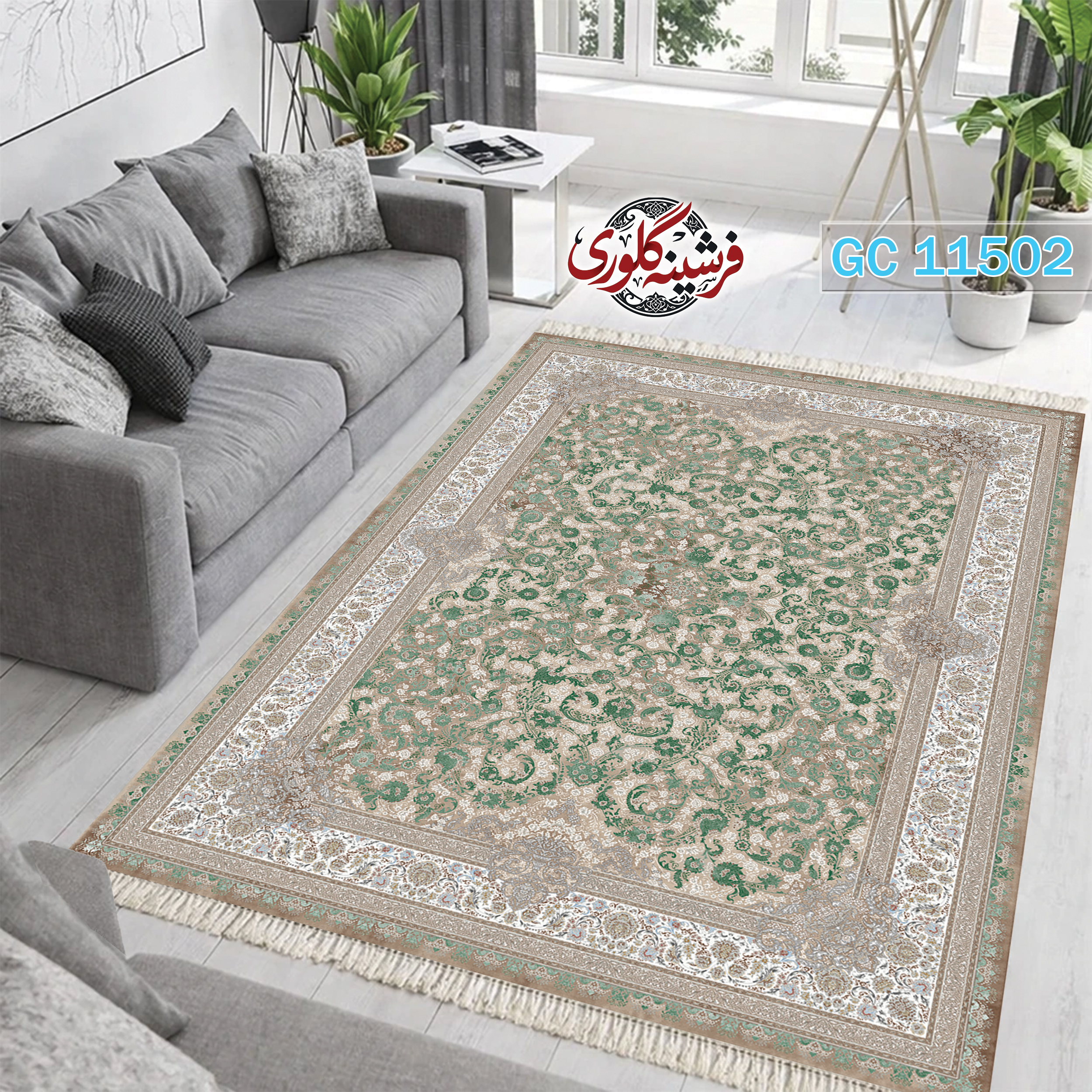 فرشینه طرح فرش مخمل هازان ترک قابل شست و شو و ضد پرزدهی کد GC-11502
