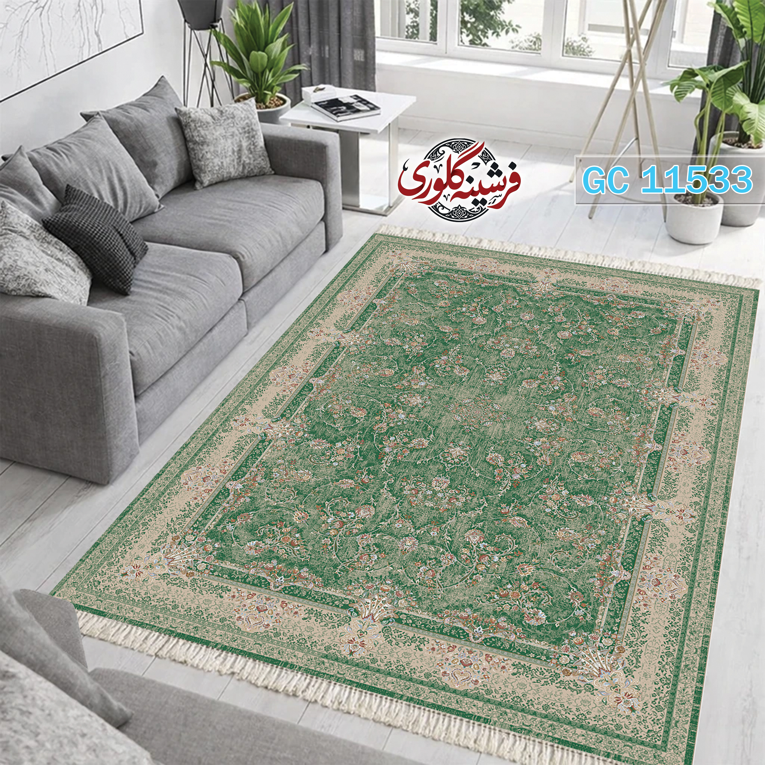 فرشینه طرح فرش مخمل هازان ترک قابل شست و شو و ضد پرزدهی کد GC-11533