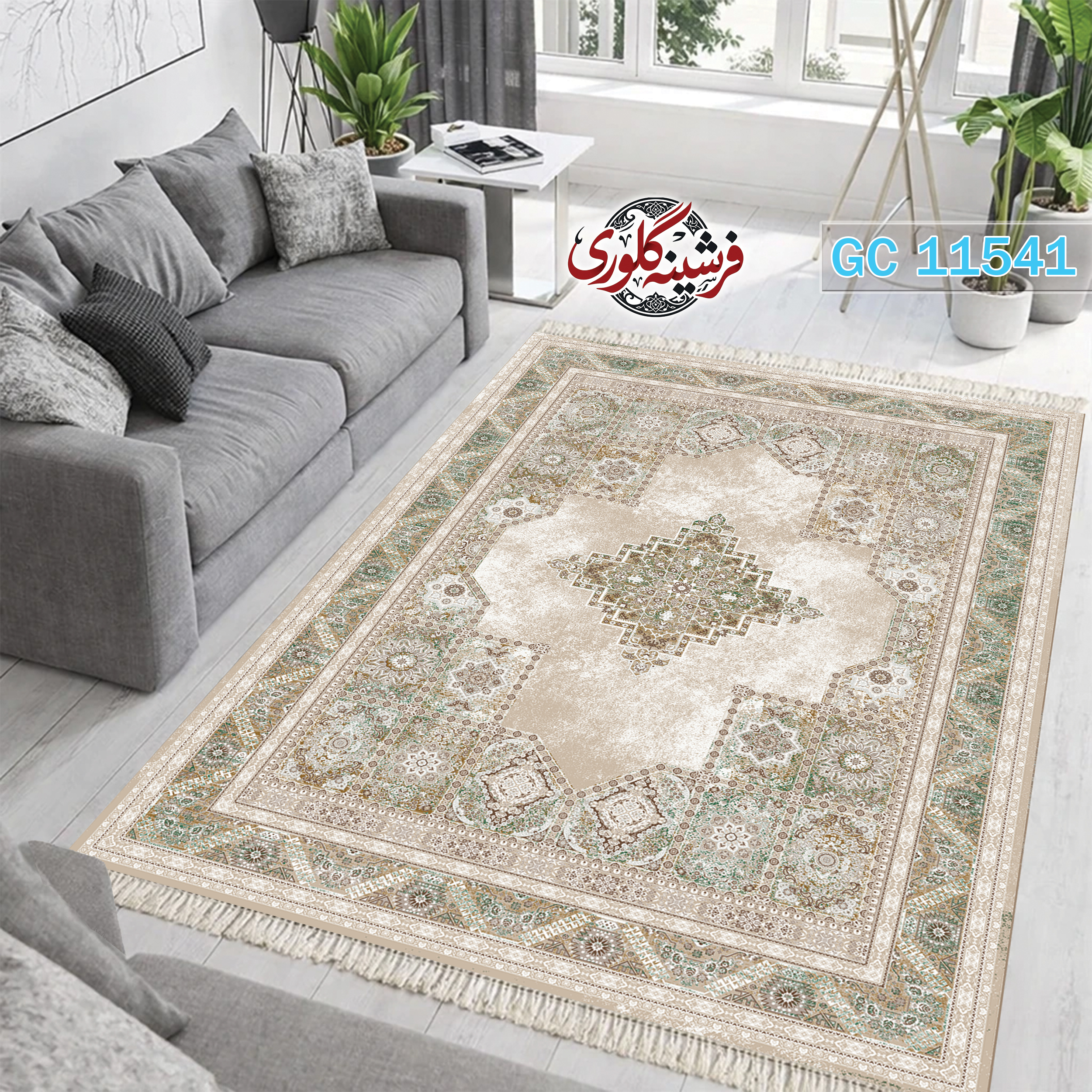 فرشینه طرح فرش مخمل هازان ترک قابل شست و شو و ضد پرزدهی کد GC-11541