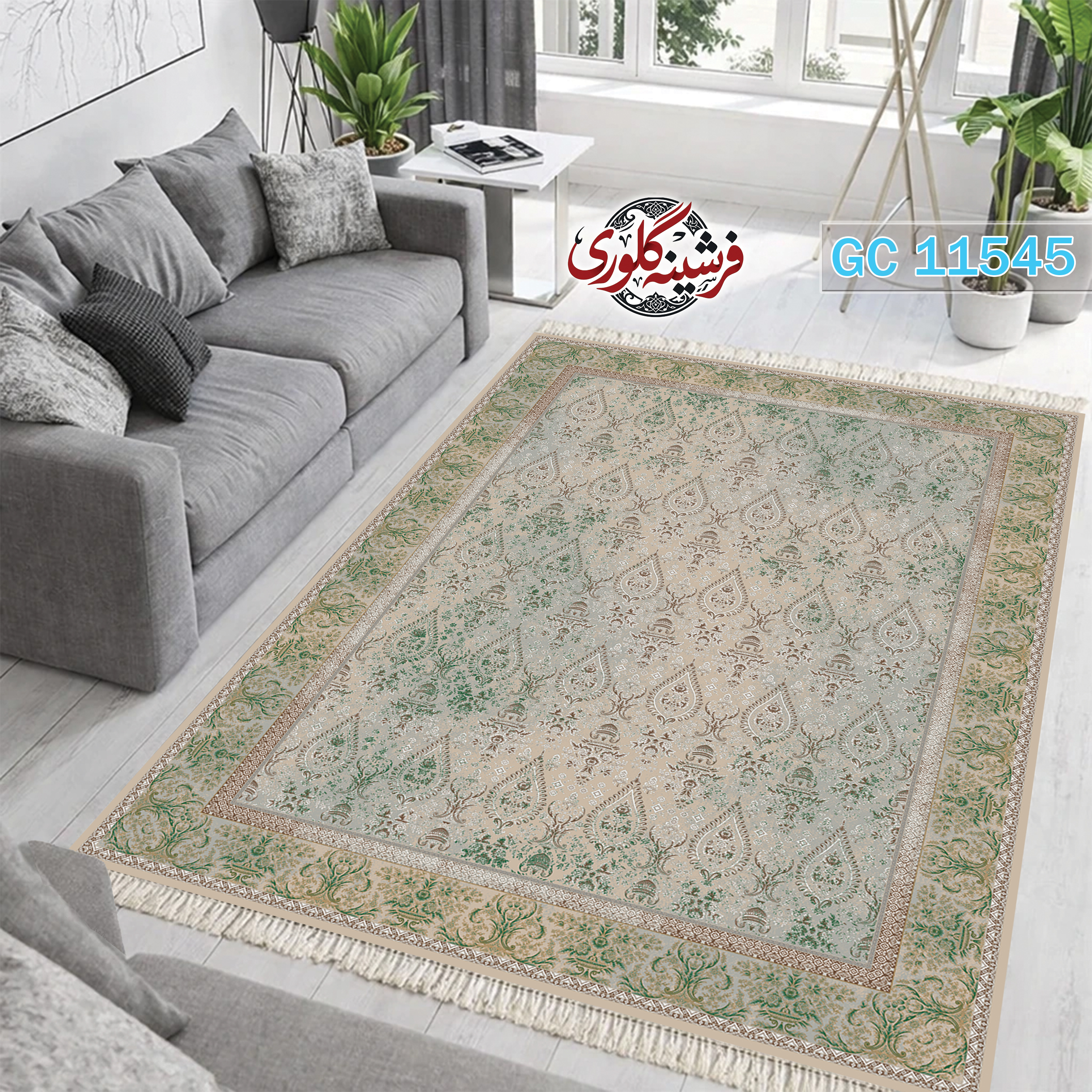 فرشینه طرح فرش مخمل هازان ترک قابل شست و شو و ضد پرزدهی کد GC-11545