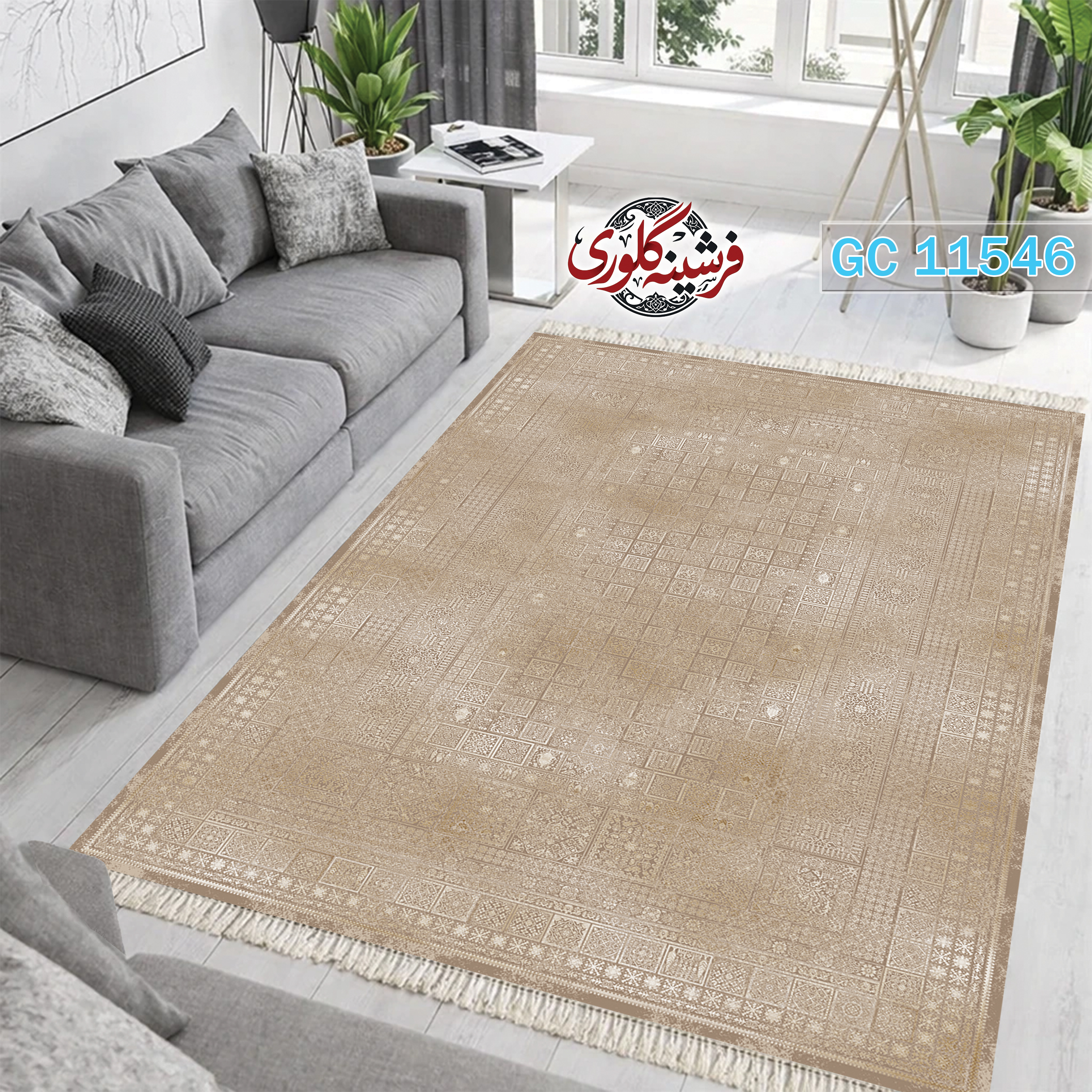 فرشینه طرح فرش مخمل هازان ترک قابل شست و شو و ضد پرزدهی کد GC-11546