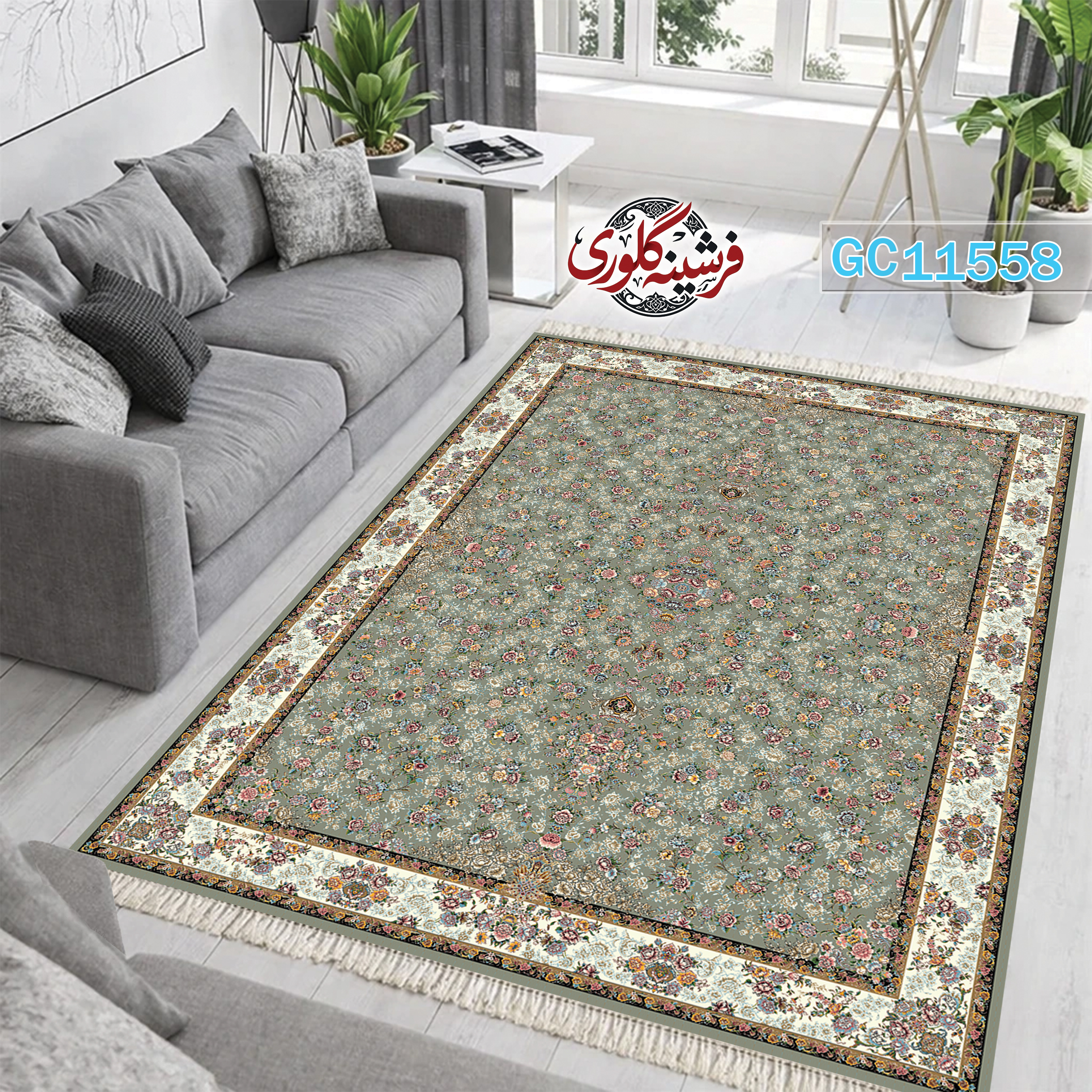 فرشینه طرح فرش مخمل هازان ترک قابل شست و شو و ضد پرزدهی کد GC-11558