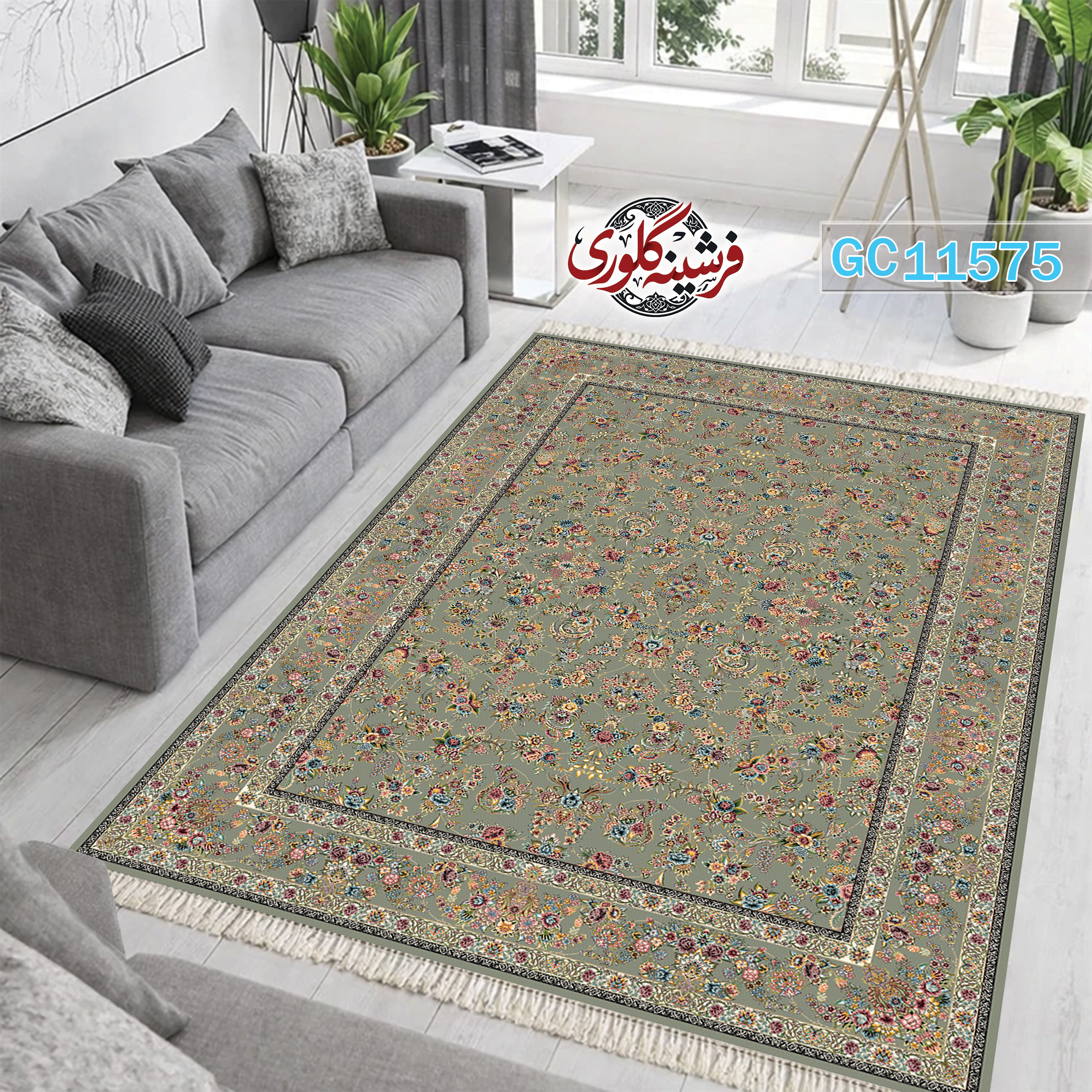 فرشینه طرح فرش مخمل هازان ترک قابل شست و شو و ضد پرزدهی کد GC-11575