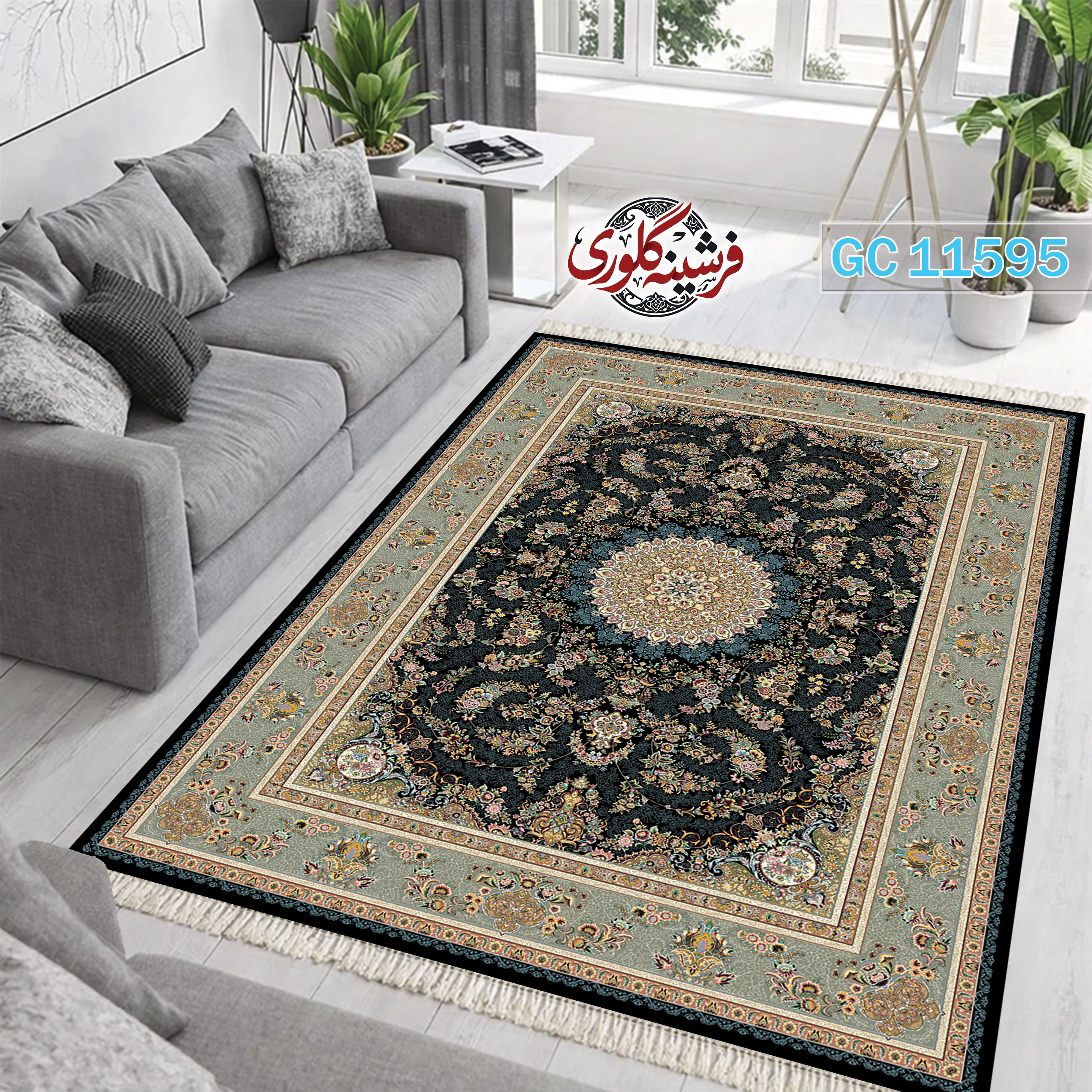 فرشینه طرح فرش مخمل هازان ترک قابل شست و شو و ضد پرزدهی کد GC-11595
