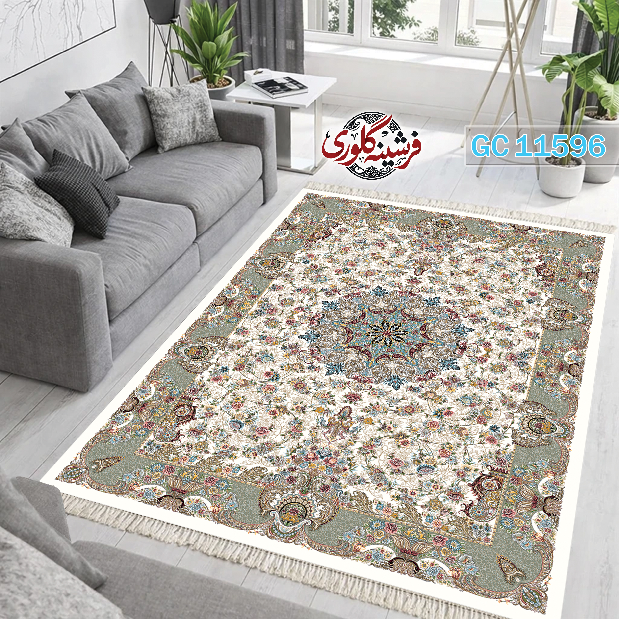 فرشینه طرح فرش مخمل هازان ترک قابل شست و شو و ضد پرزدهی کد GC-11596