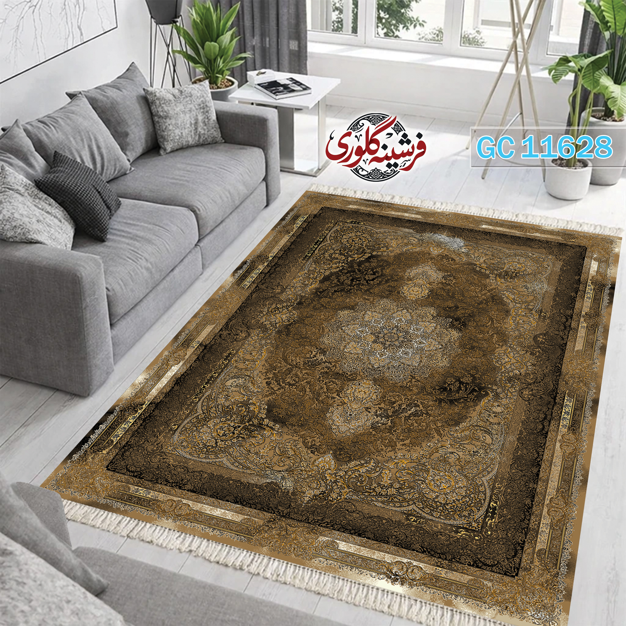 فرشینه طرح فرش مخمل هازان ترک قابل شست و شو و ضد پرزدهی کد GC-11628