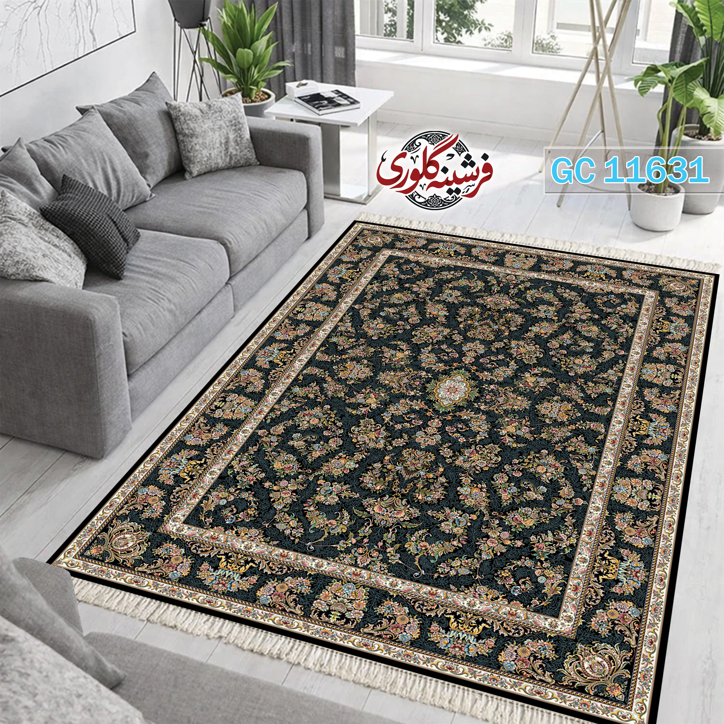 فرشینه طرح فرش مخمل هازان ترک قابل شست و شو و ضد پرزدهی کد GC-11631
