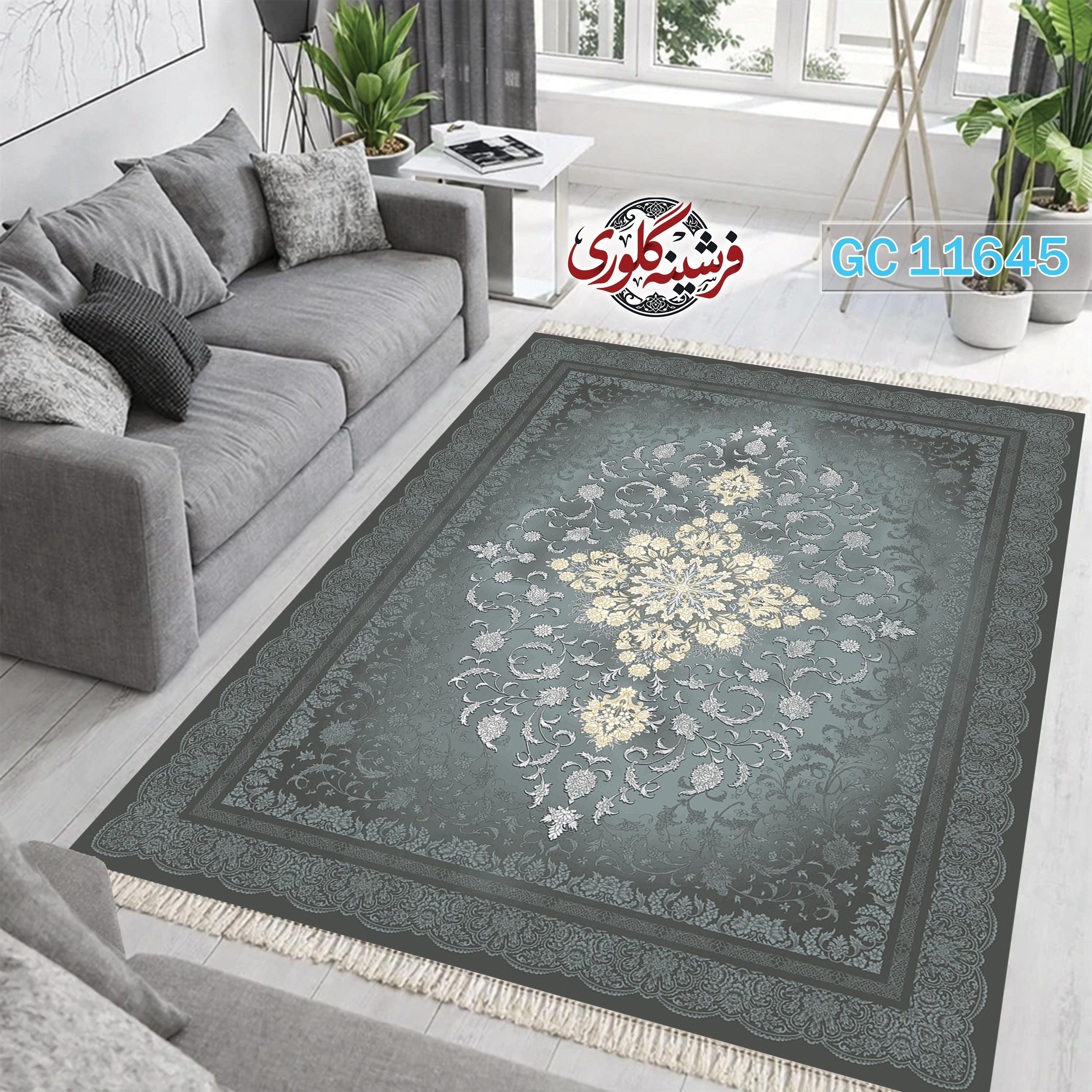 فرشینه طرح فرش مخمل هازان ترک قابل شست و شو و ضد پرزدهی کد GC-11645