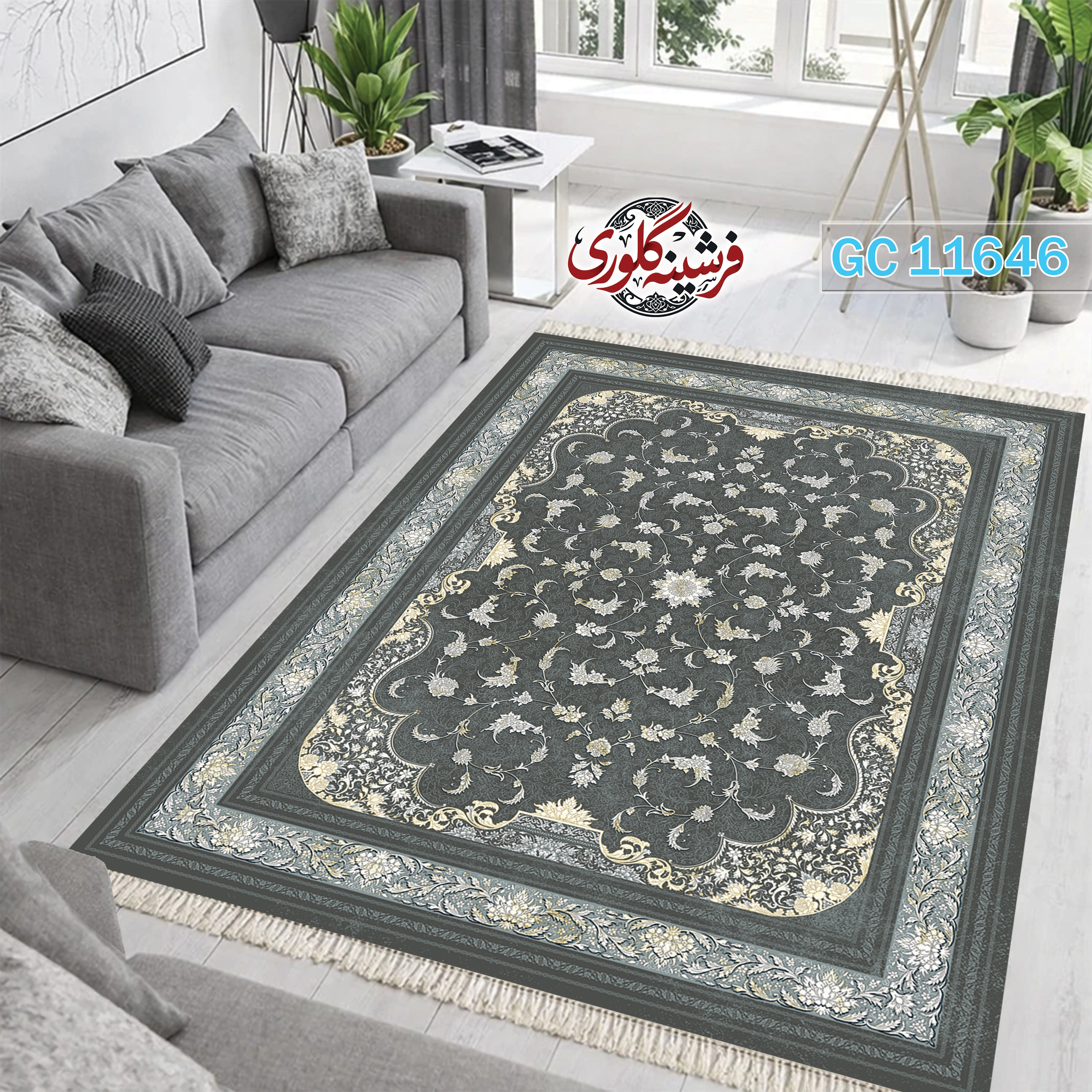 فرشینه طرح فرش مخمل هازان ترک قابل شست و شو و ضد پرزدهی کد GC-11646
