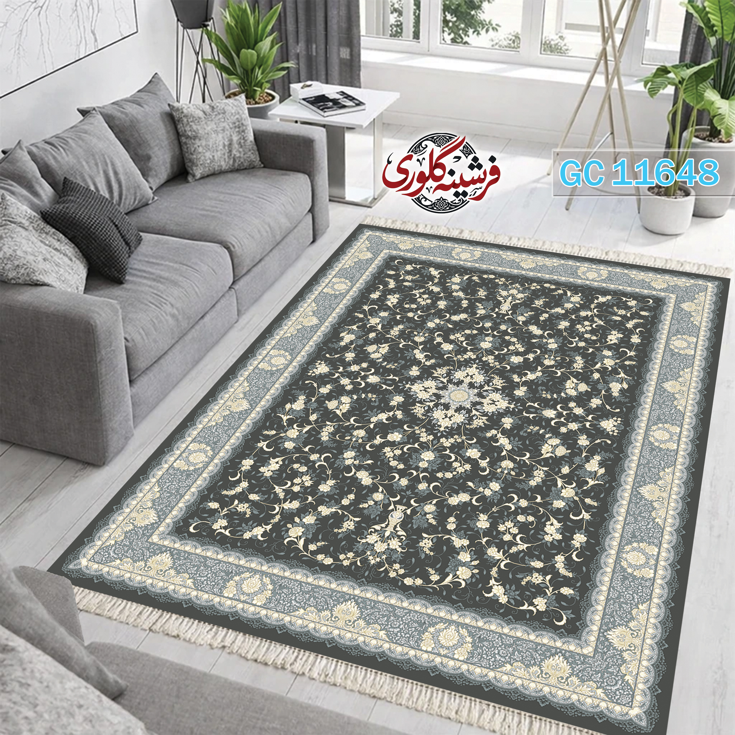 فرشینه طرح فرش مخمل هازان ترک قابل شست و شو و ضد پرزدهی کد GC-11648