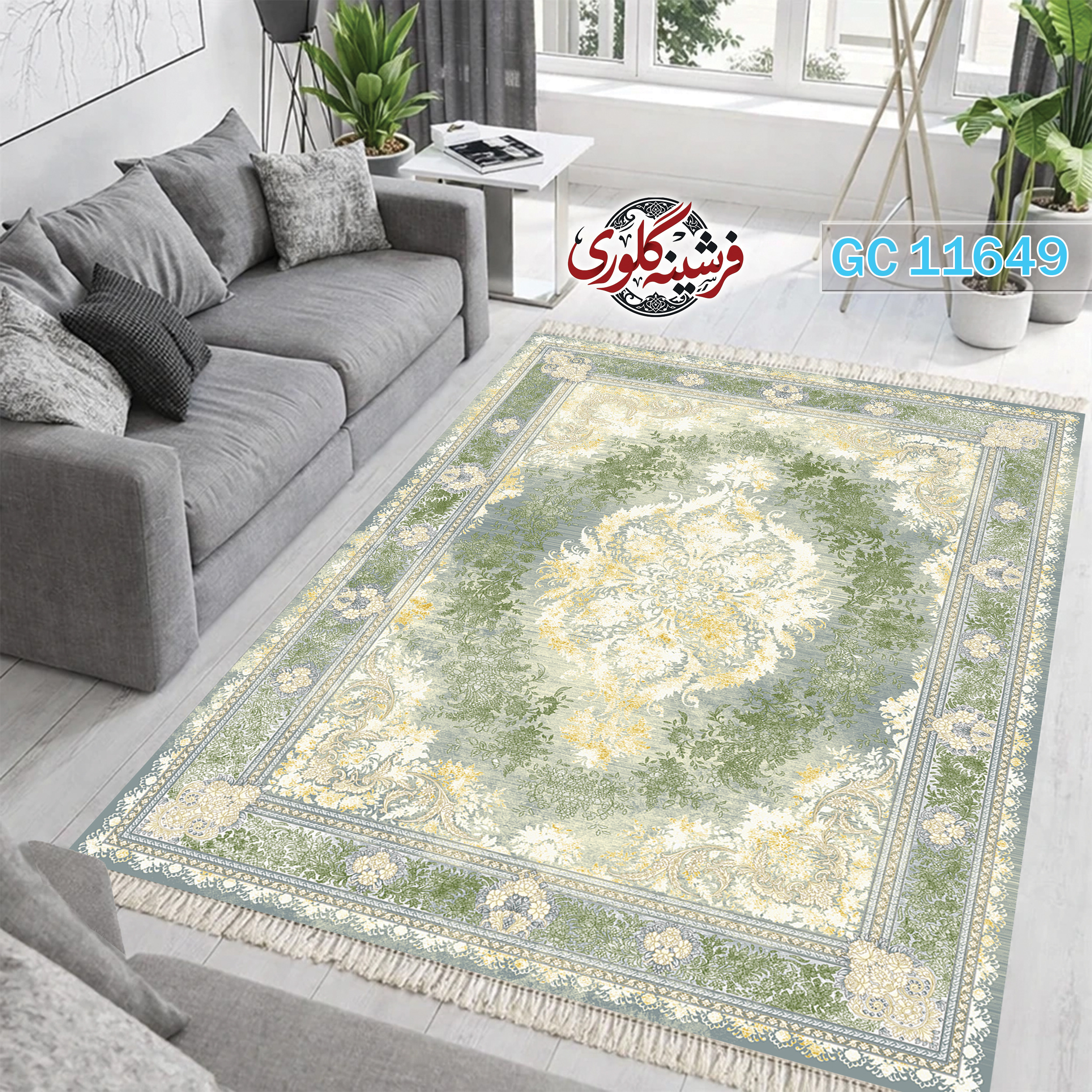 فرشینه طرح فرش مخمل هازان ترک قابل شست و شو و ضد پرزدهی کد GC-11649
