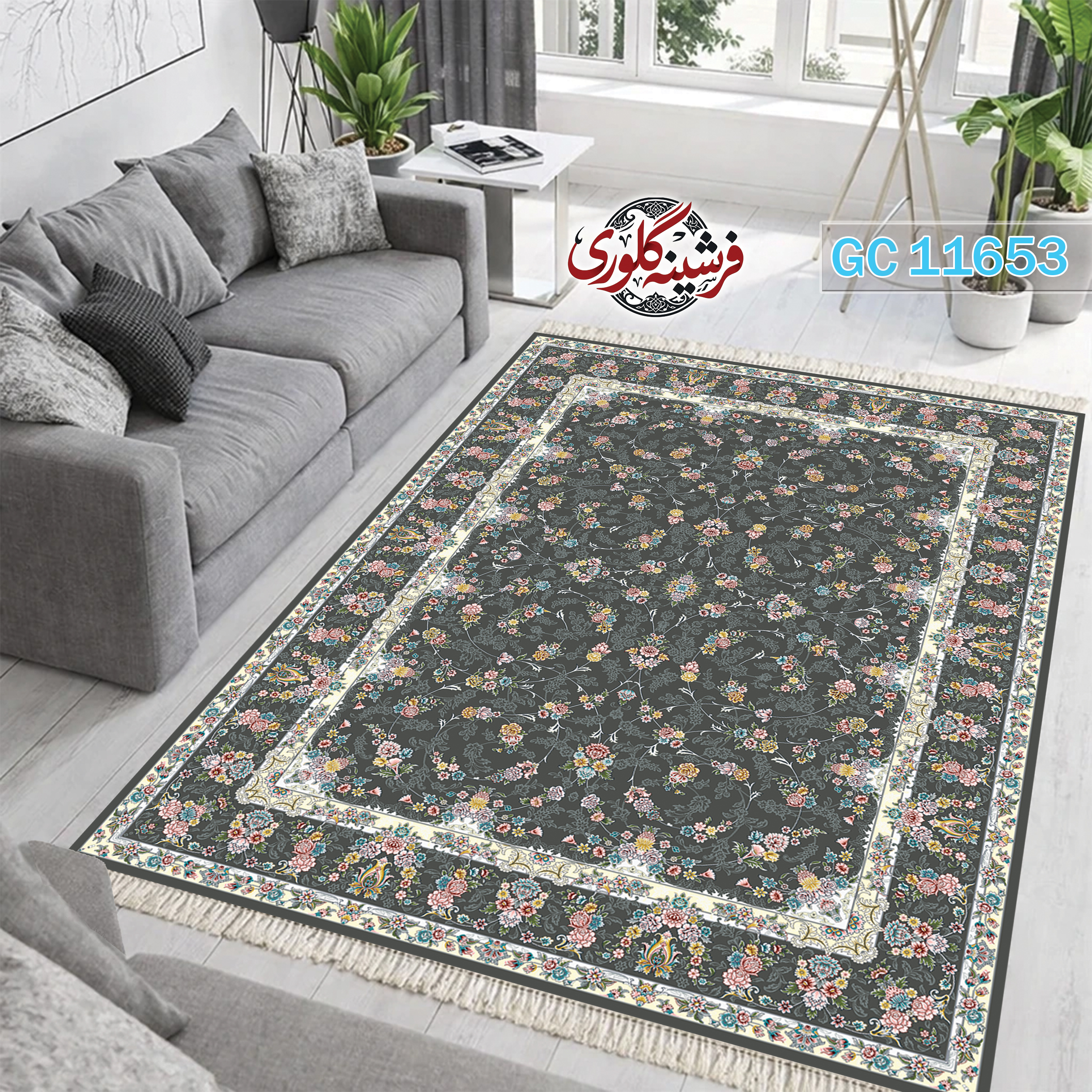فرشینه طرح فرش مخمل هازان ترک قابل شست و شو و ضد پرزدهی کد GC-11653