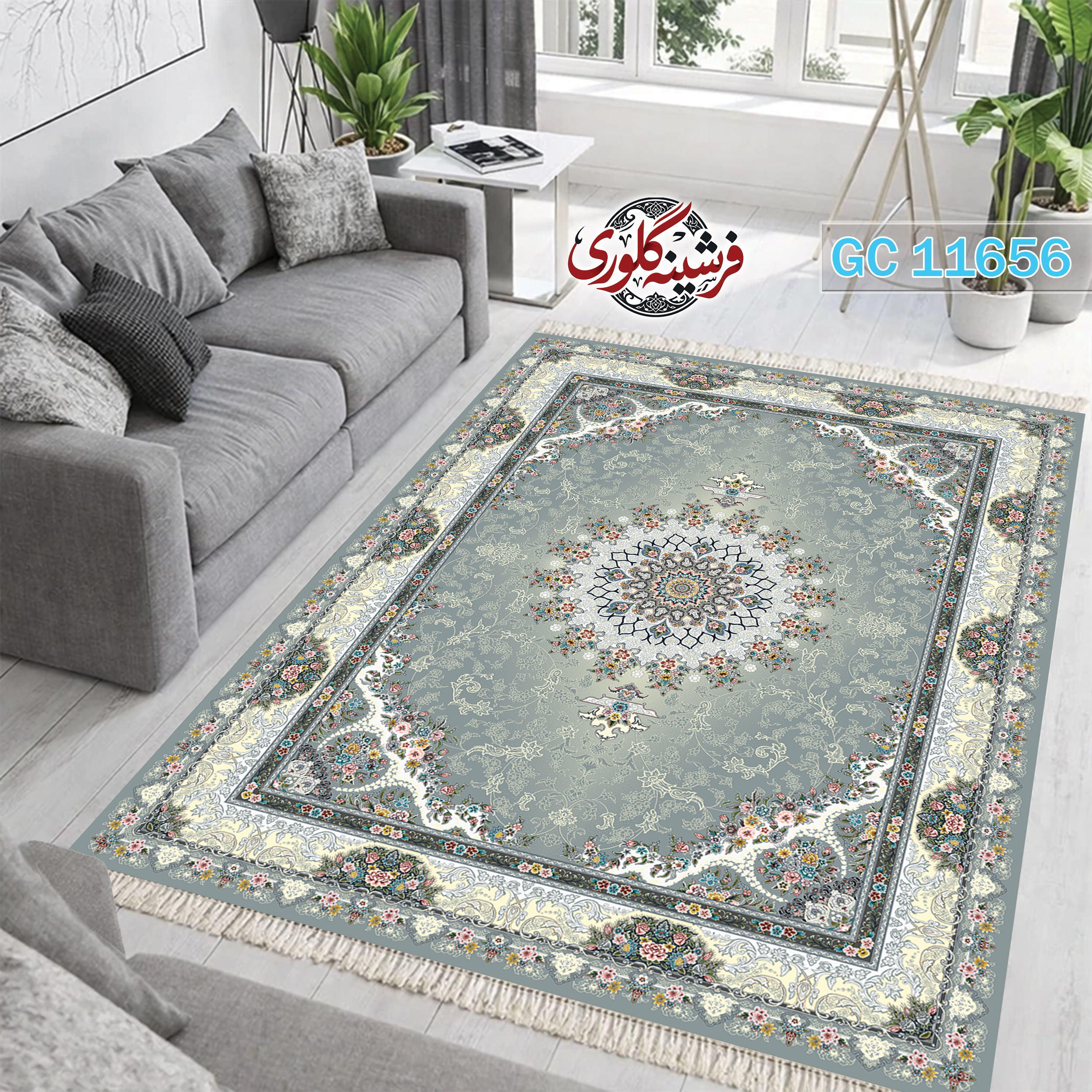 فرشینه طرح فرش مخمل هازان ترک قابل شست و شو و ضد پرزدهی کد GC-11656