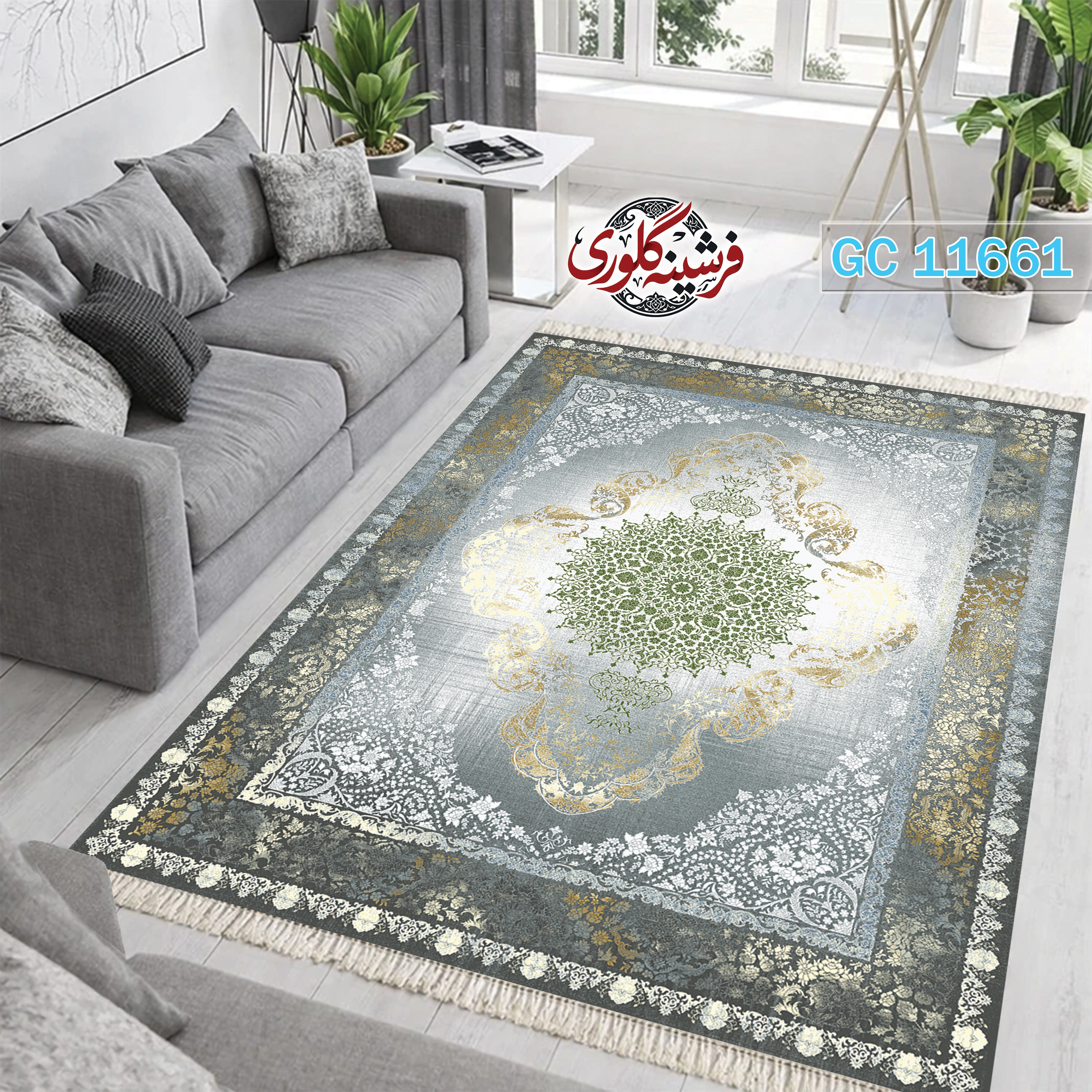 فرشینه طرح فرش مخمل هازان ترک قابل شست و شو و ضد پرزدهی کد GC-11661