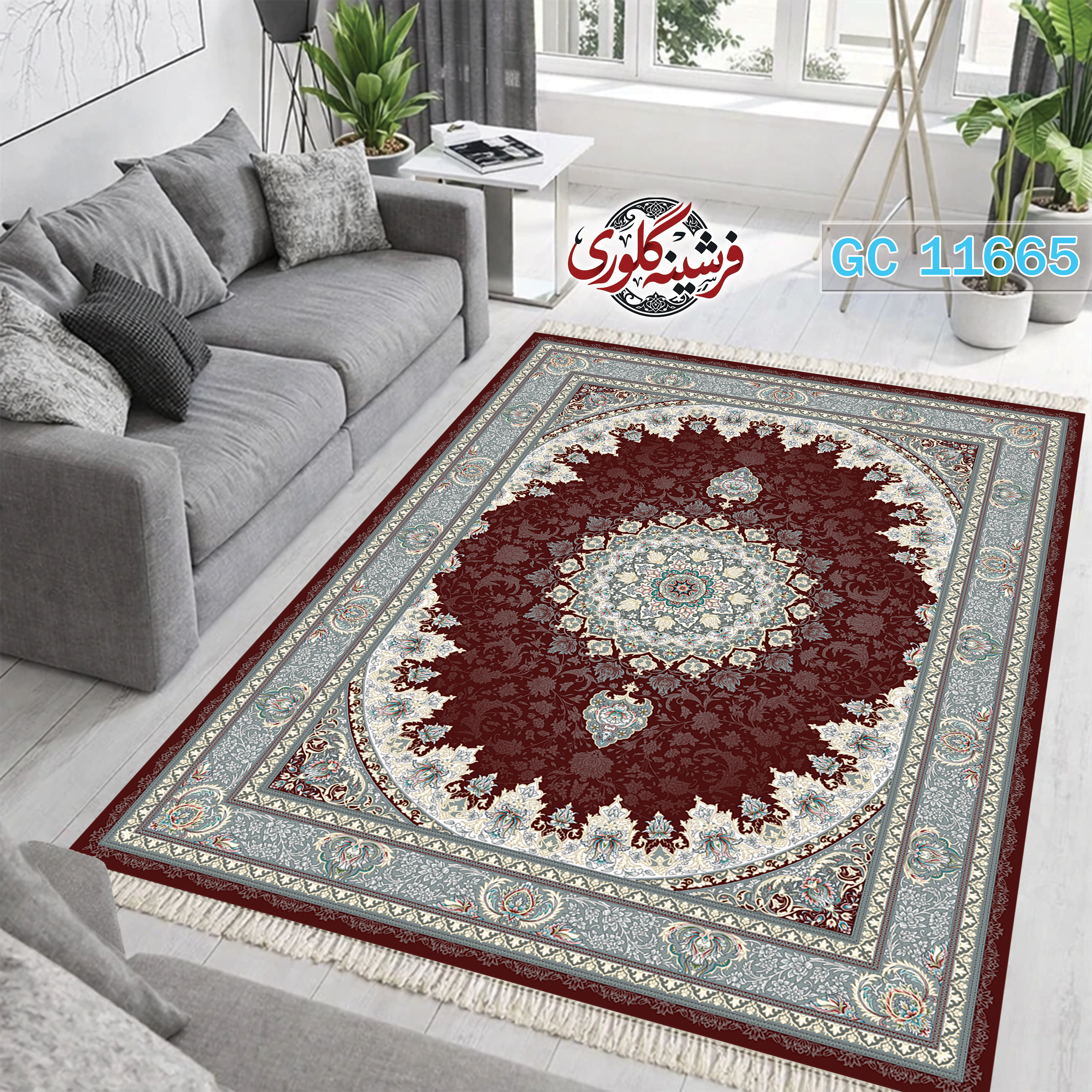 فرشینه طرح فرش مخمل هازان ترک قابل شست و شو و ضد پرزدهی کد GC-11665