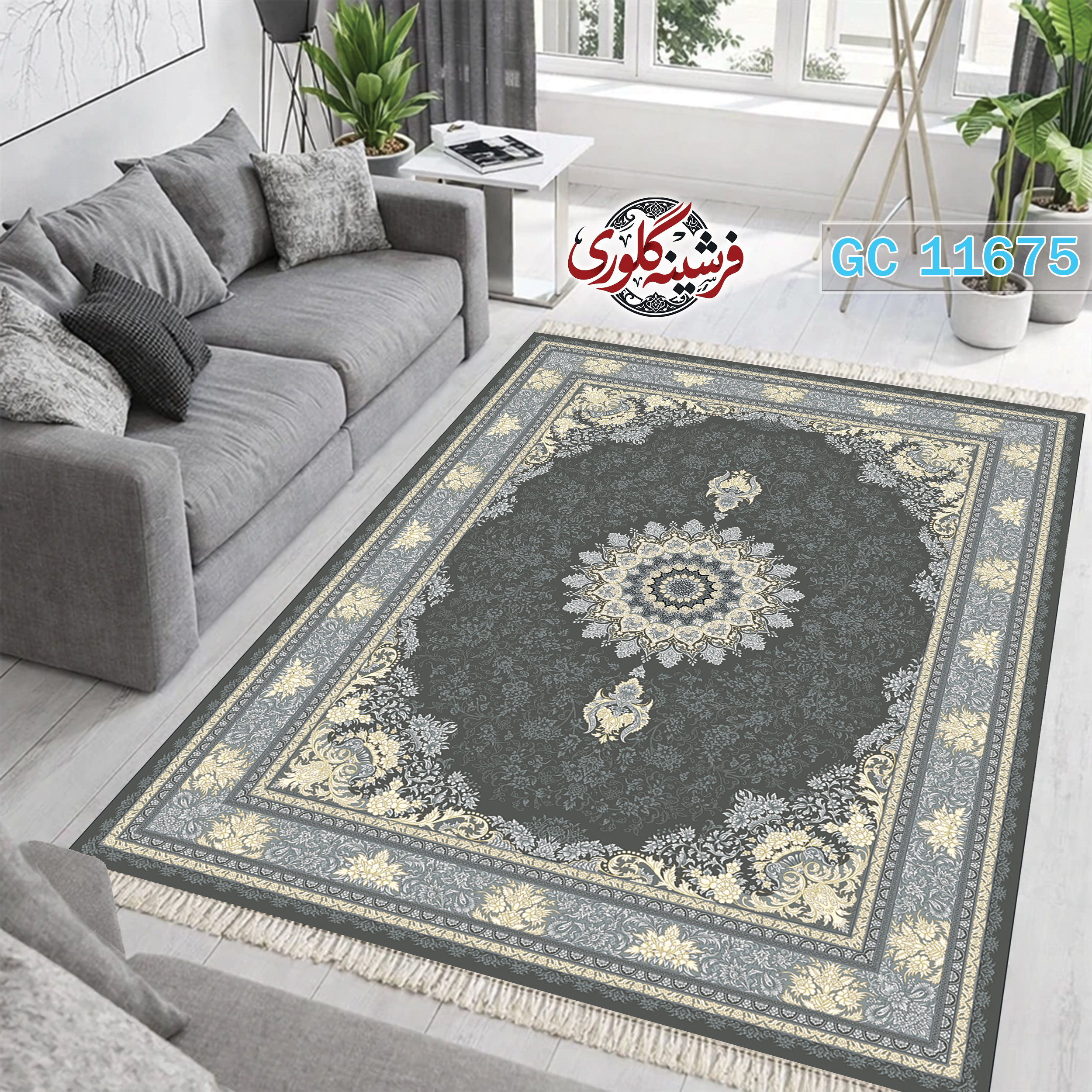 فرشینه طرح فرش مخمل هازان ترک قابل شست و شو و ضد پرزدهی کد GC-11675
