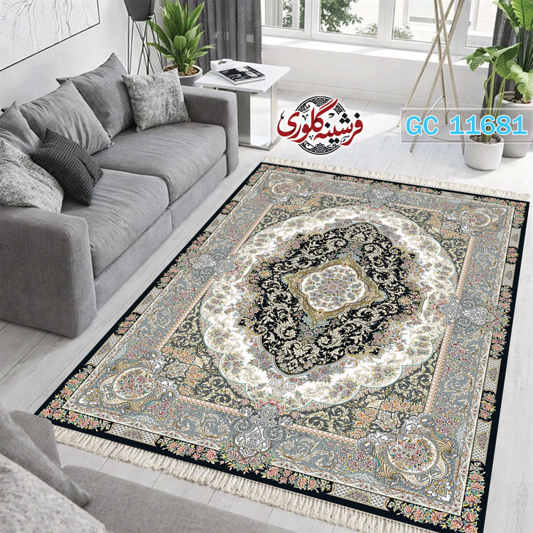 فرشینه طرح فرش مخمل هازان ترک قابل شست و شو و ضد پرزدهی کد GC-11681