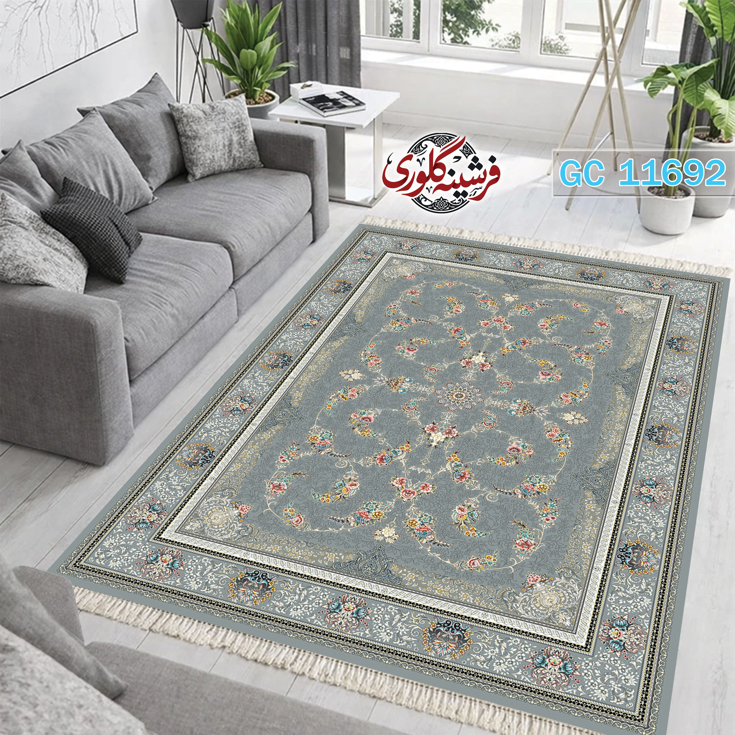 فرشینه طرح فرش مخمل هازان ترک قابل شست و شو و ضد پرزدهی کد GC-11692