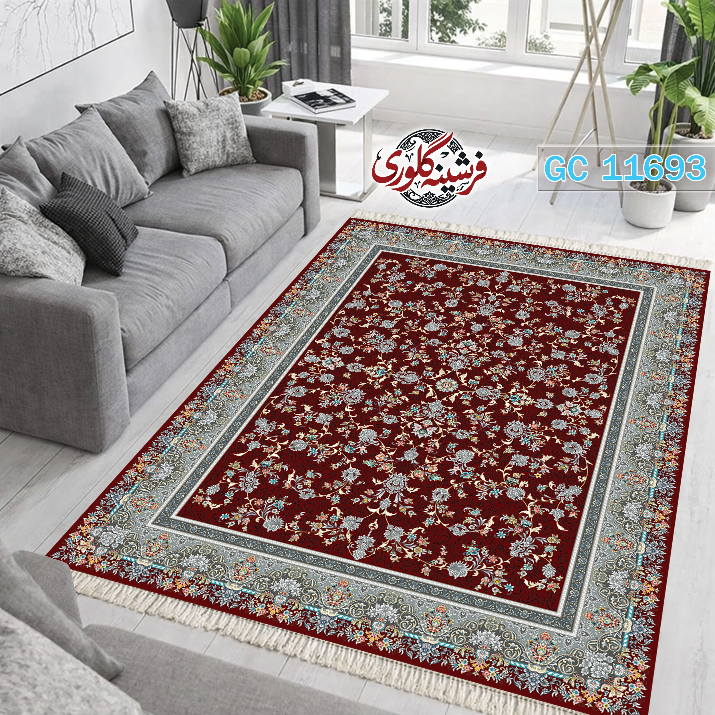 فرشینه طرح فرش مخمل هازان ترک قابل شست و شو و ضد پرزدهی کد GC-11693