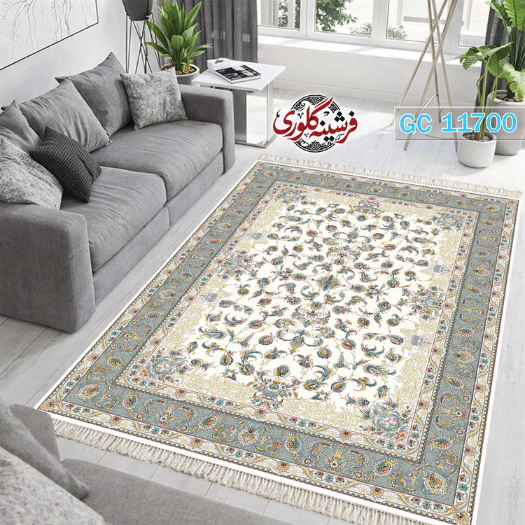 فرشینه طرح فرش مخمل هازان ترک قابل شست و شو و ضد پرزدهی کد GC-11700