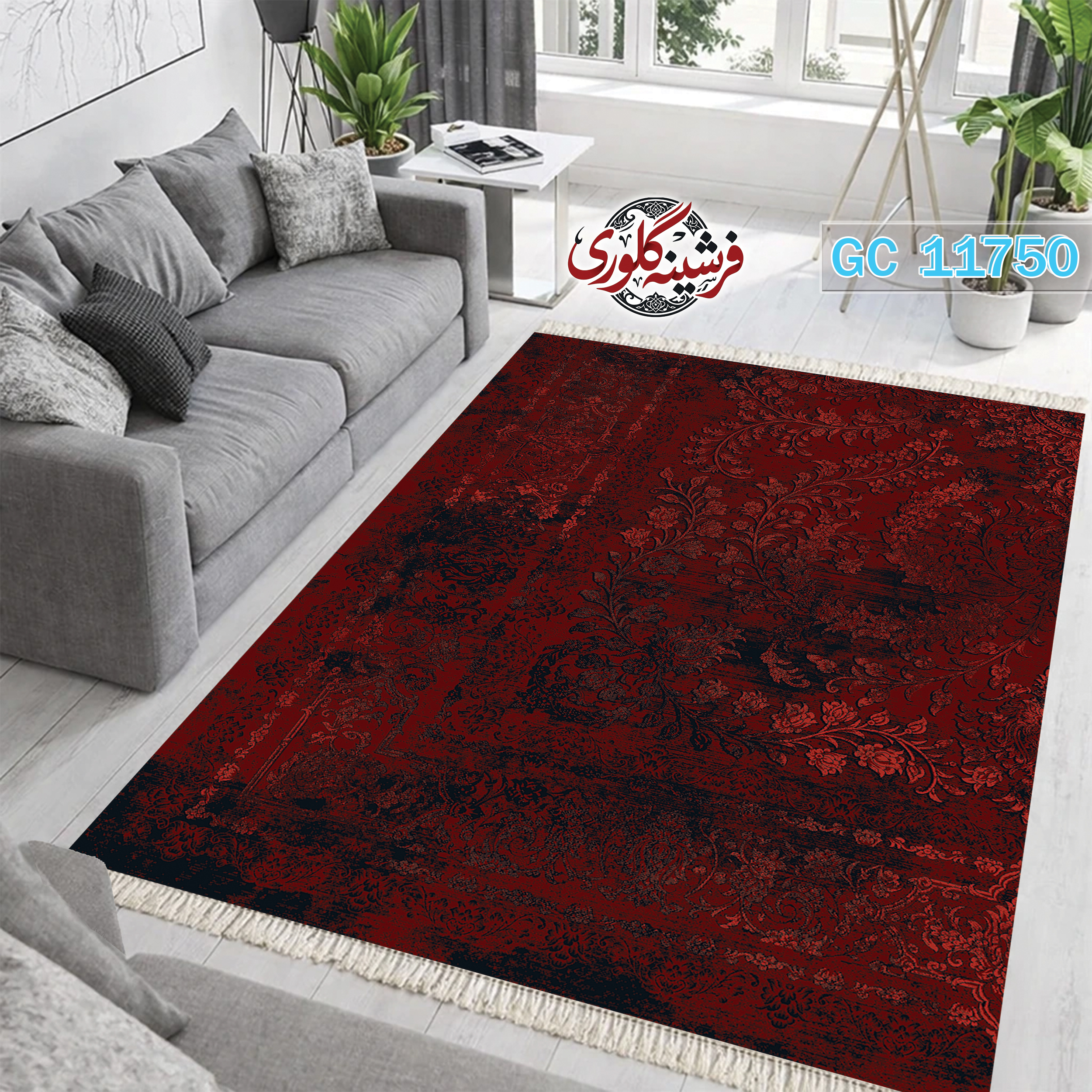 فرشینه طرح فرش مخمل هازان ترک قابل شست و شو و ضد پرزدهی کد GC-11750
