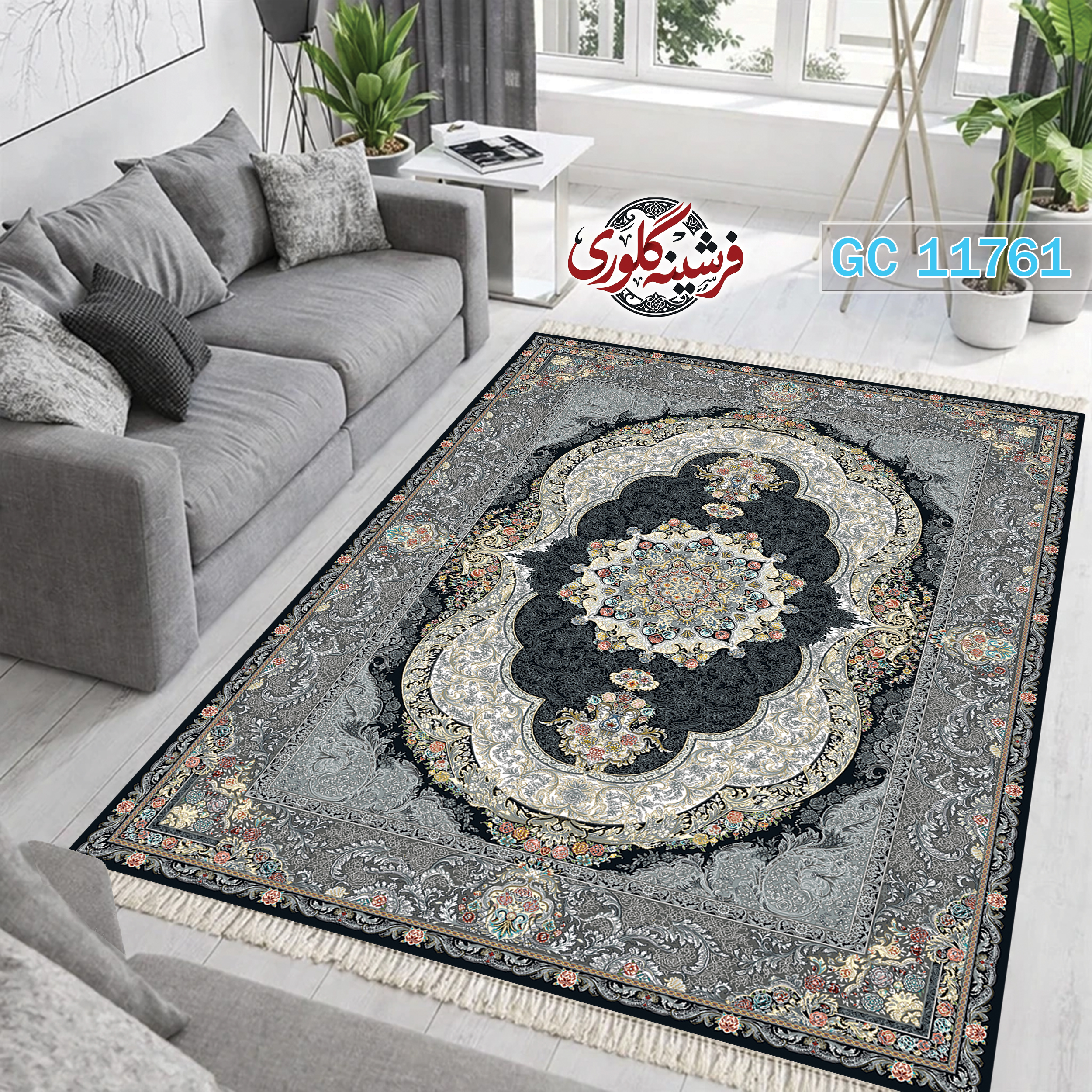 فرشینه طرح فرش مخمل هازان ترک قابل شست و شو و ضد پرزدهی کد GC-11761