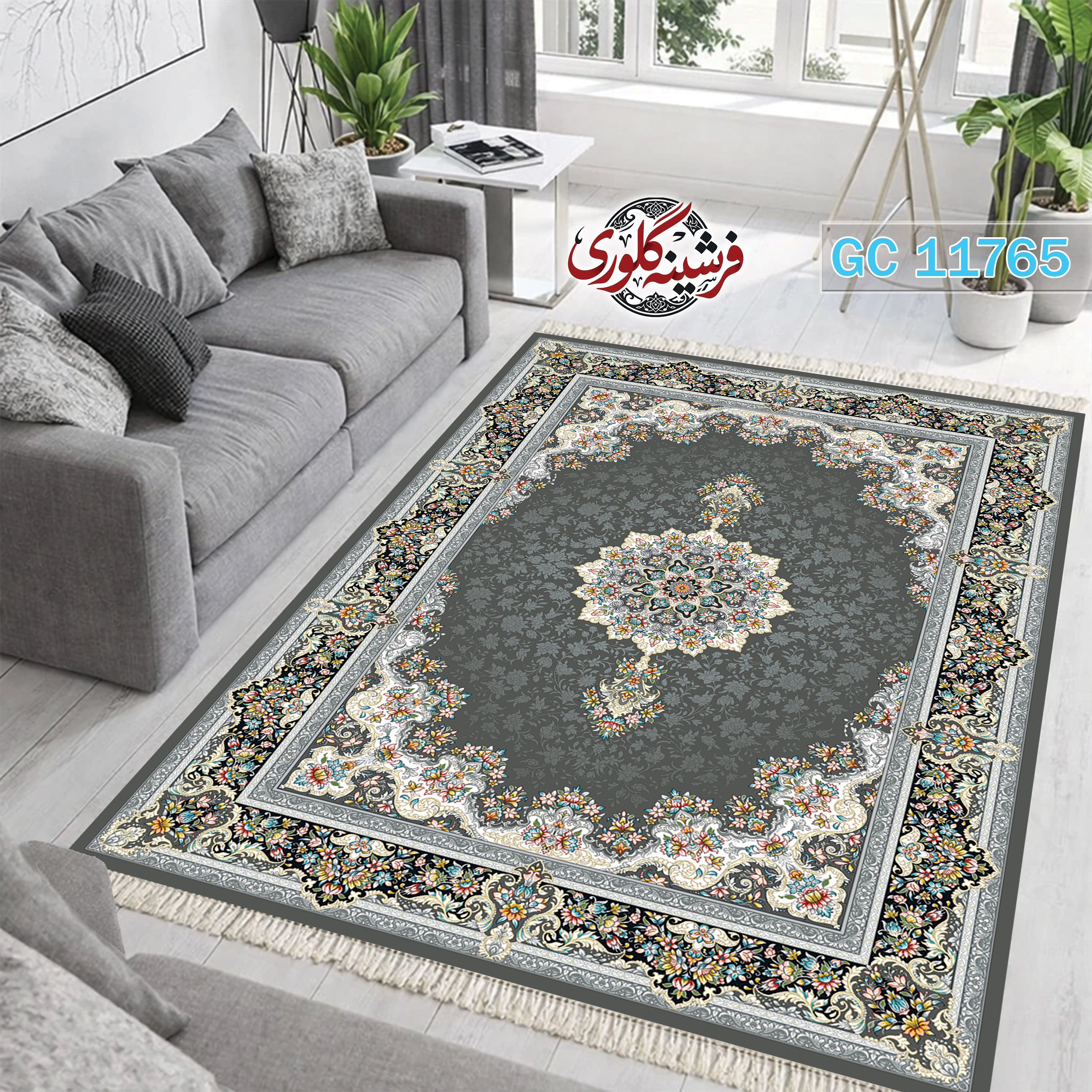 فرشینه طرح فرش مخمل هازان ترک قابل شست و شو و ضد پرزدهی کد GC-11765