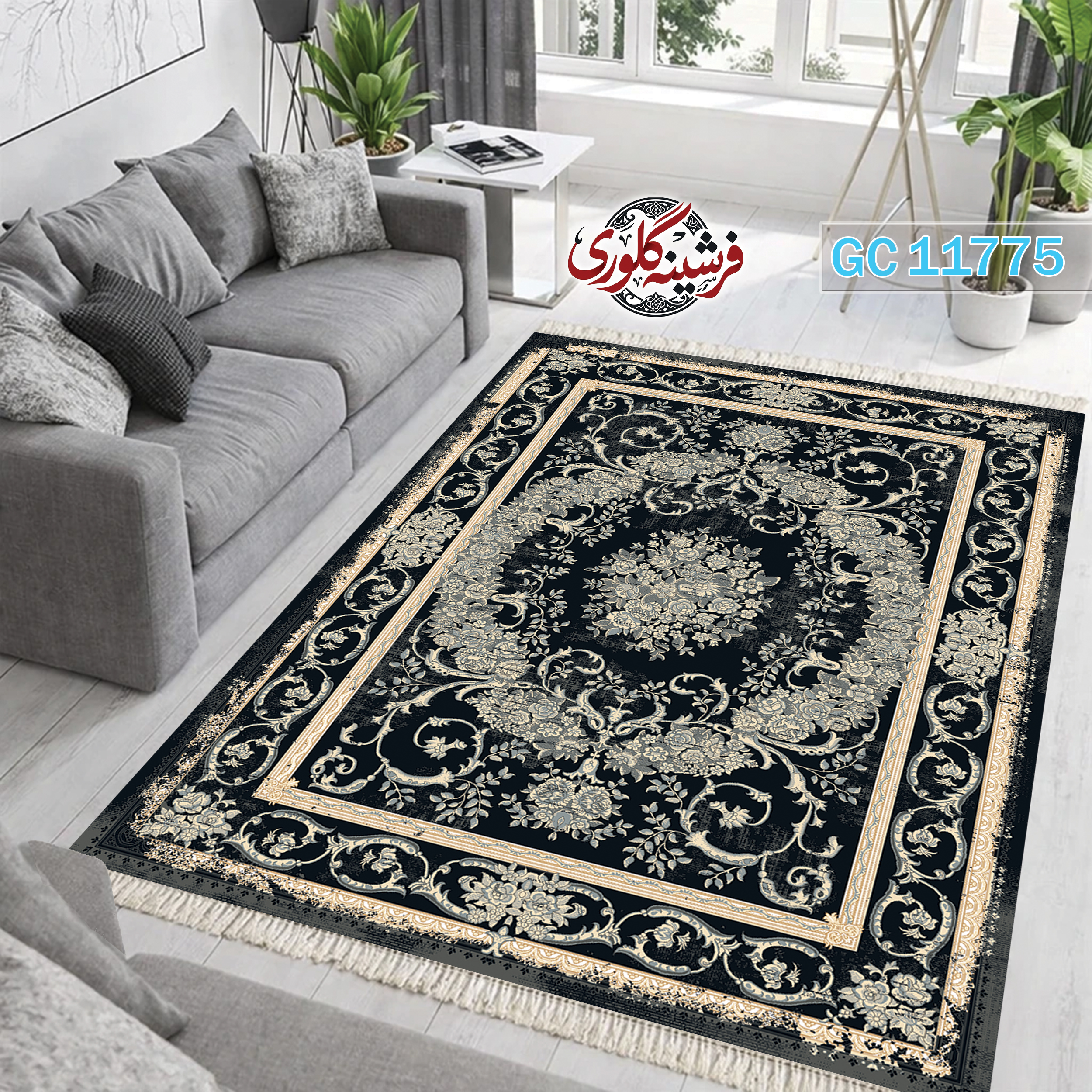 فرشینه طرح فرش مخمل هازان ترک قابل شست و شو و ضد پرزدهی کد GC-11775