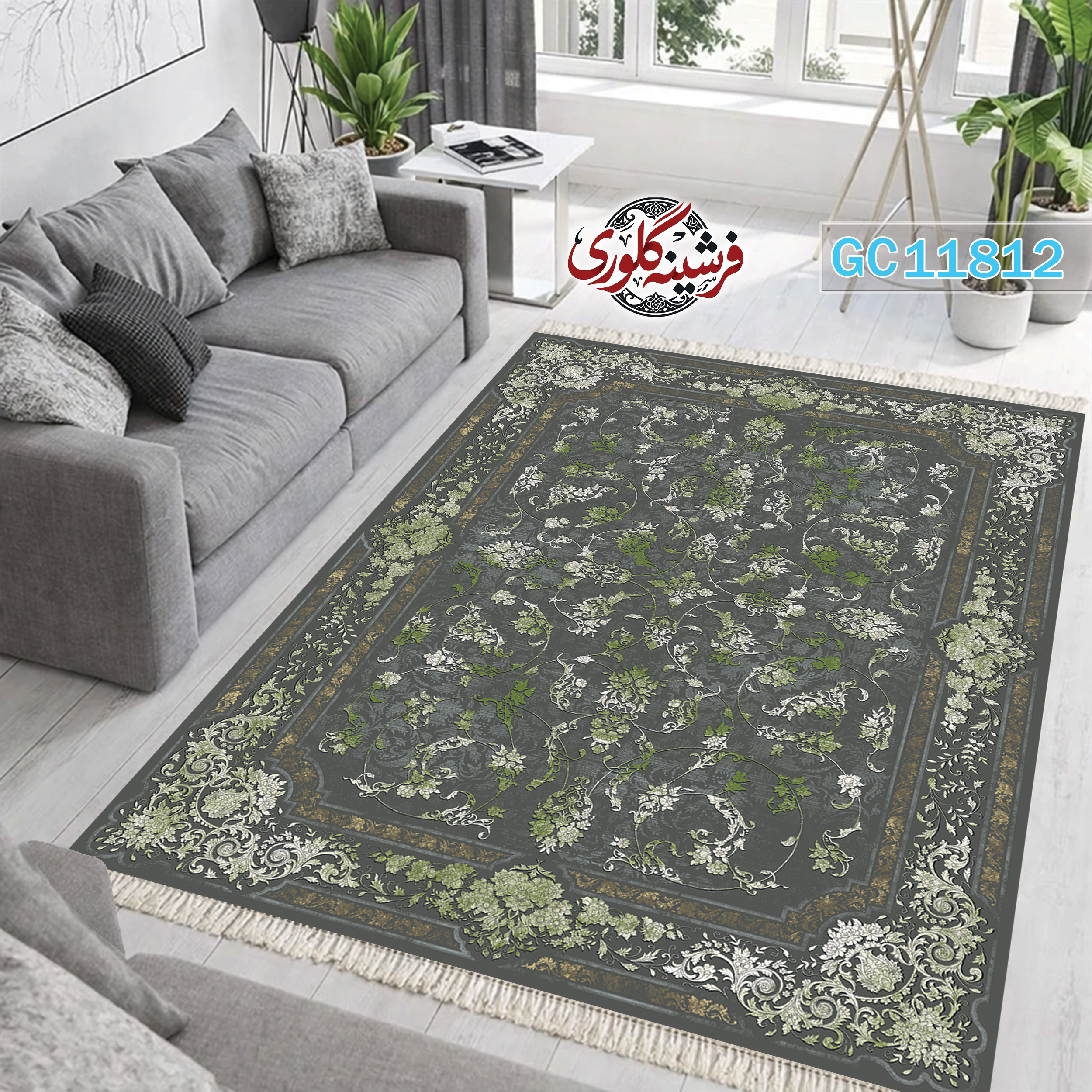 فرشینه طرح فرش مخمل هازان ترک قابل شست و شو و ضد پرزدهی کد GC-11812