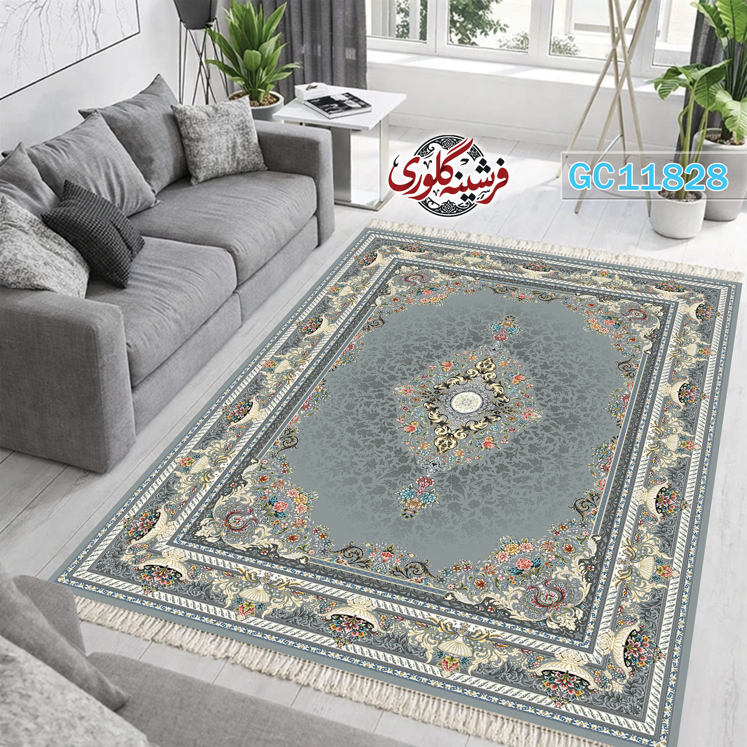 فرشینه طرح فرش مخمل هازان ترک قابل شست و شو و ضد پرزدهی کد GC-11828