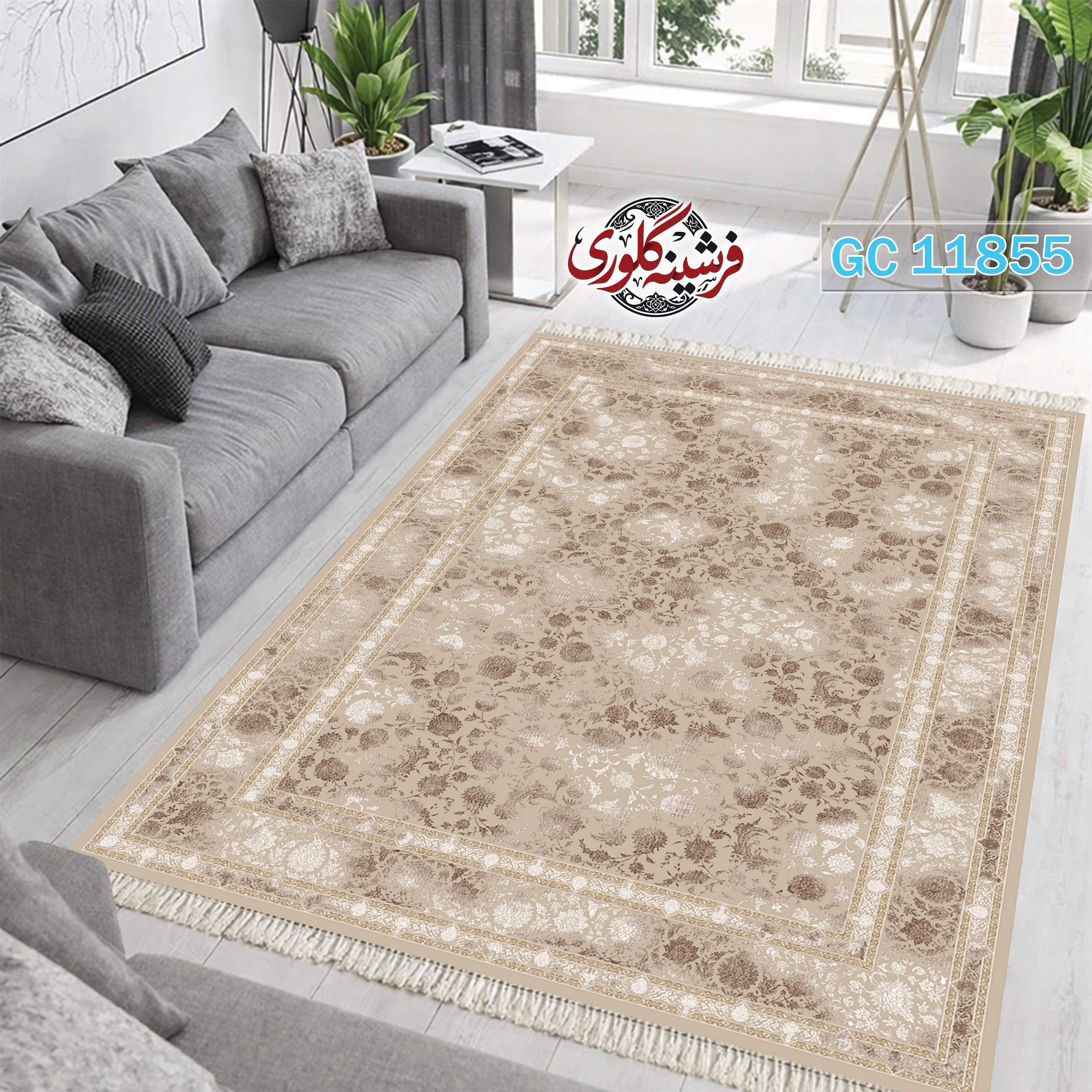 فرشینه طرح فرش مخمل هازان ترک قابل شست و شو و ضد پرزدهی کد GC-11855