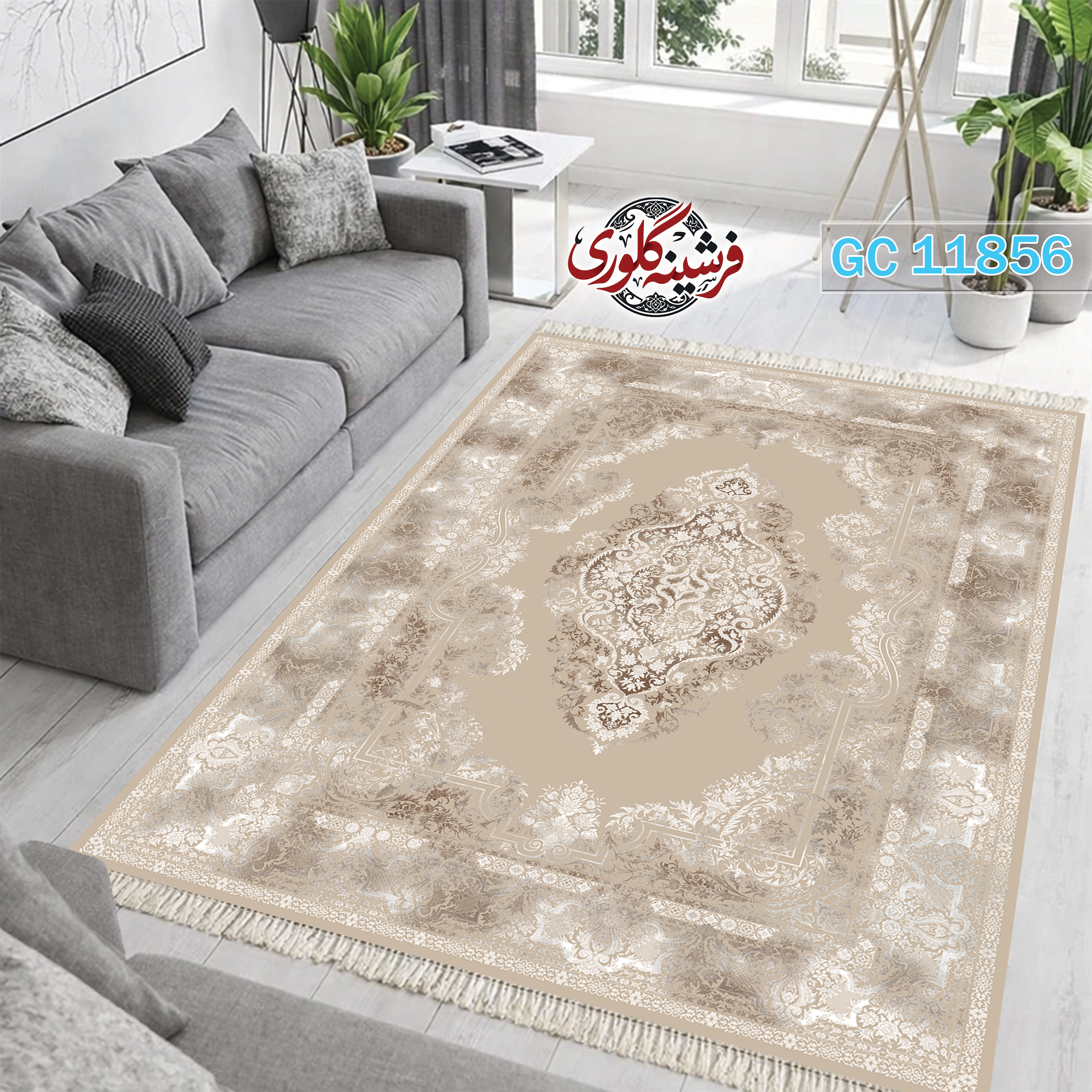 فرشینه طرح فرش مخمل هازان ترک قابل شست و شو و ضد پرزدهی کد GC-11856