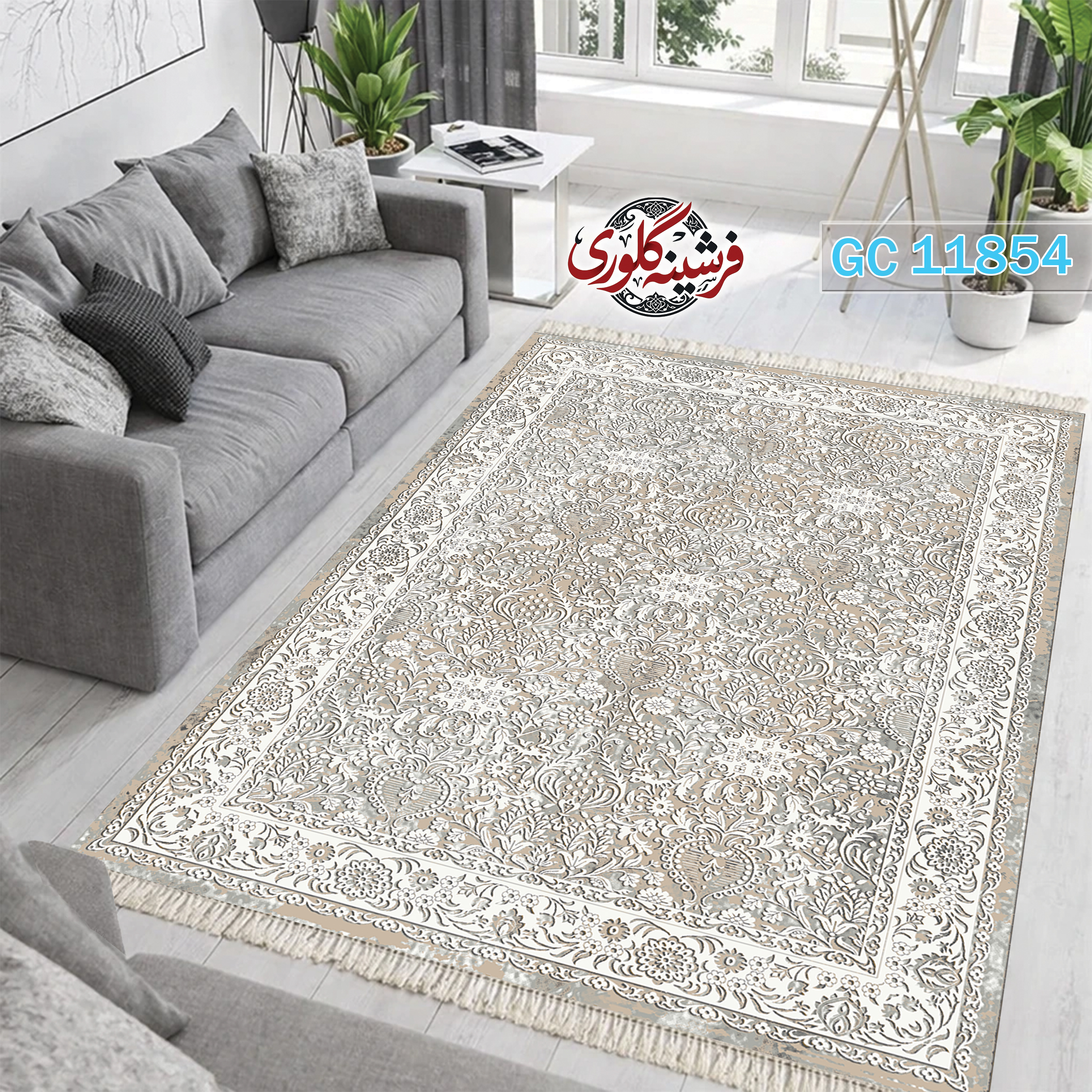 فرشینه طرح فرش مخمل هازان ترک قابل شست و شو و ضد پرزدهی کد GC-11854