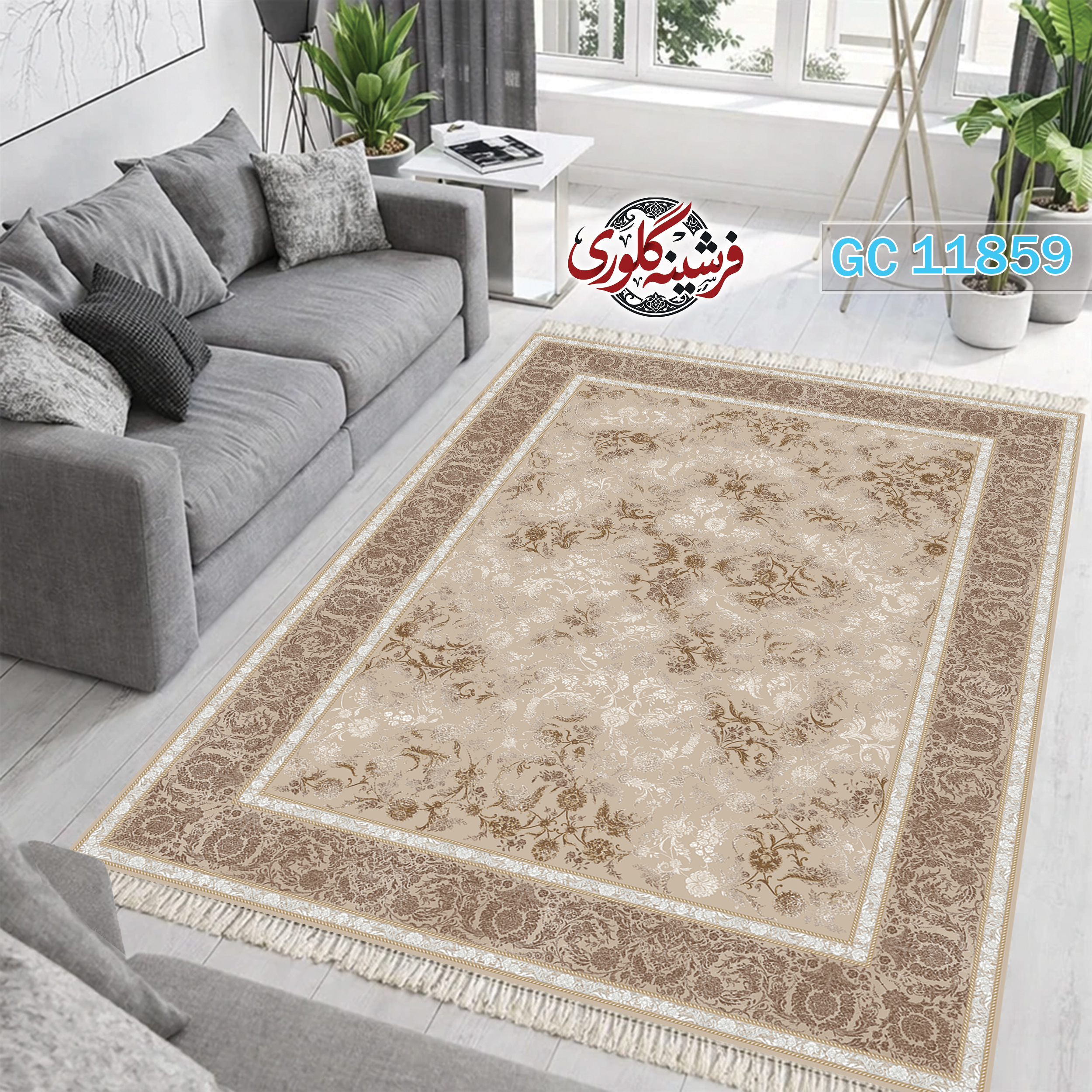 فرشینه طرح فرش مخمل هازان ترک قابل شست و شو و ضد پرزدهی کد GC-11859