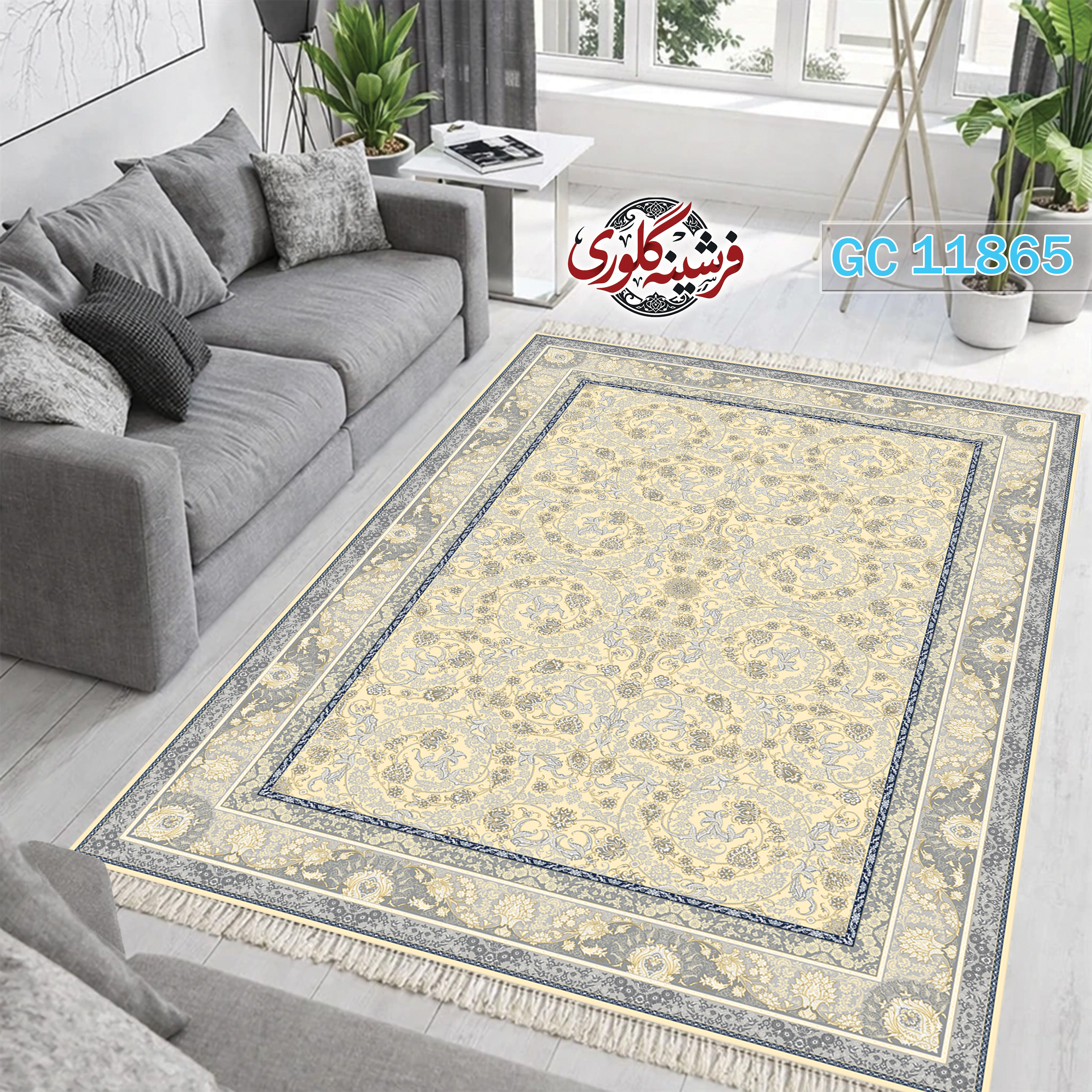 فرشینه طرح فرش مخمل هازان ترک قابل شست و شو و ضد پرزدهی کد GC-11865