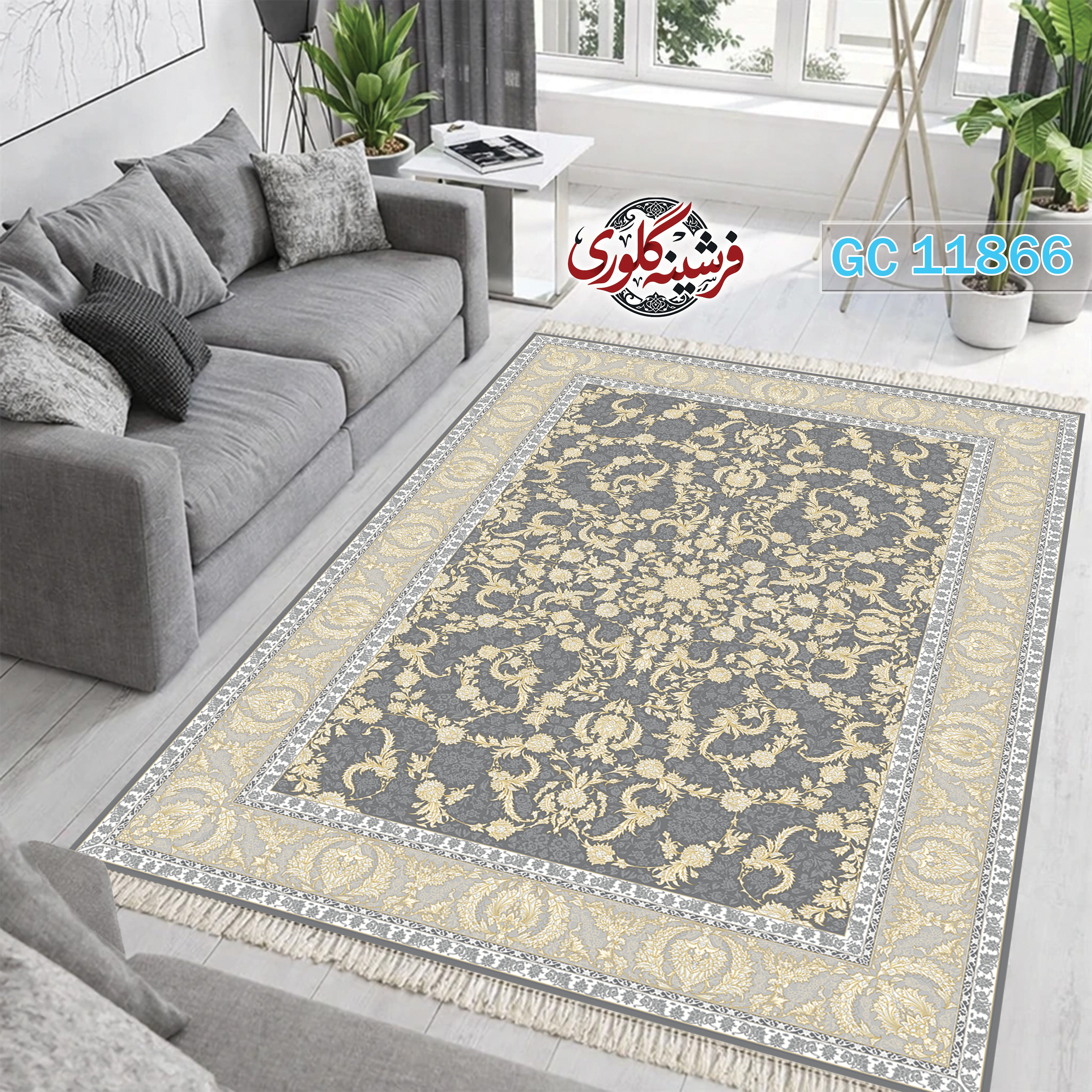 فرشینه طرح فرش مخمل هازان ترک قابل شست و شو و ضد پرزدهی کد GC-11866
