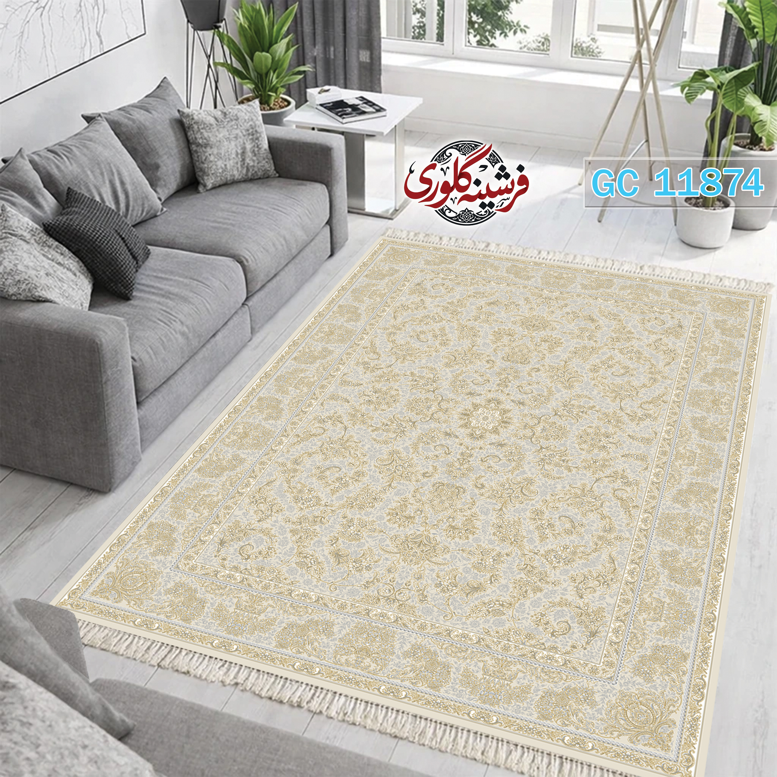 فرشینه طرح فرش مخمل هازان ترک قابل شست و شو و ضد پرزدهی کد GC-11874