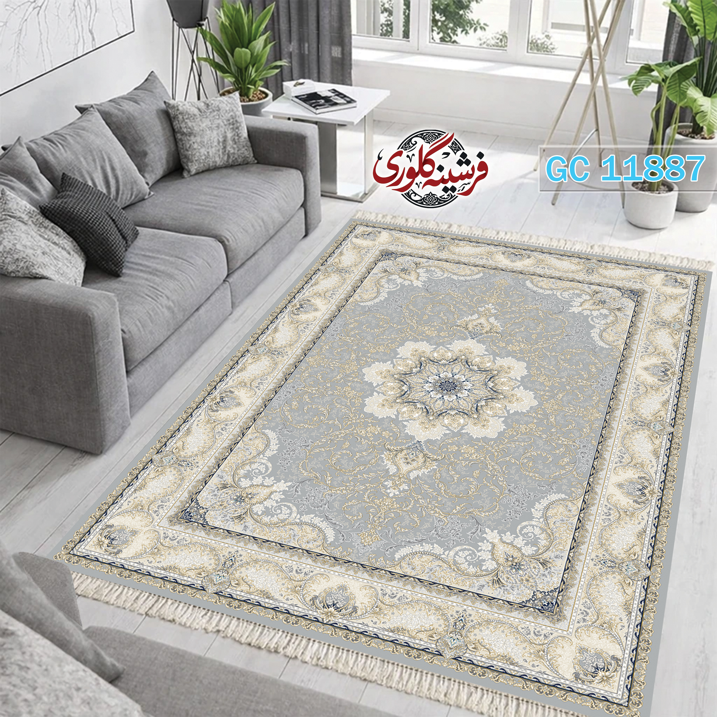 فرشینه طرح فرش مخمل هازان ترک قابل شست و شو و ضد پرزدهی کد GC-11887