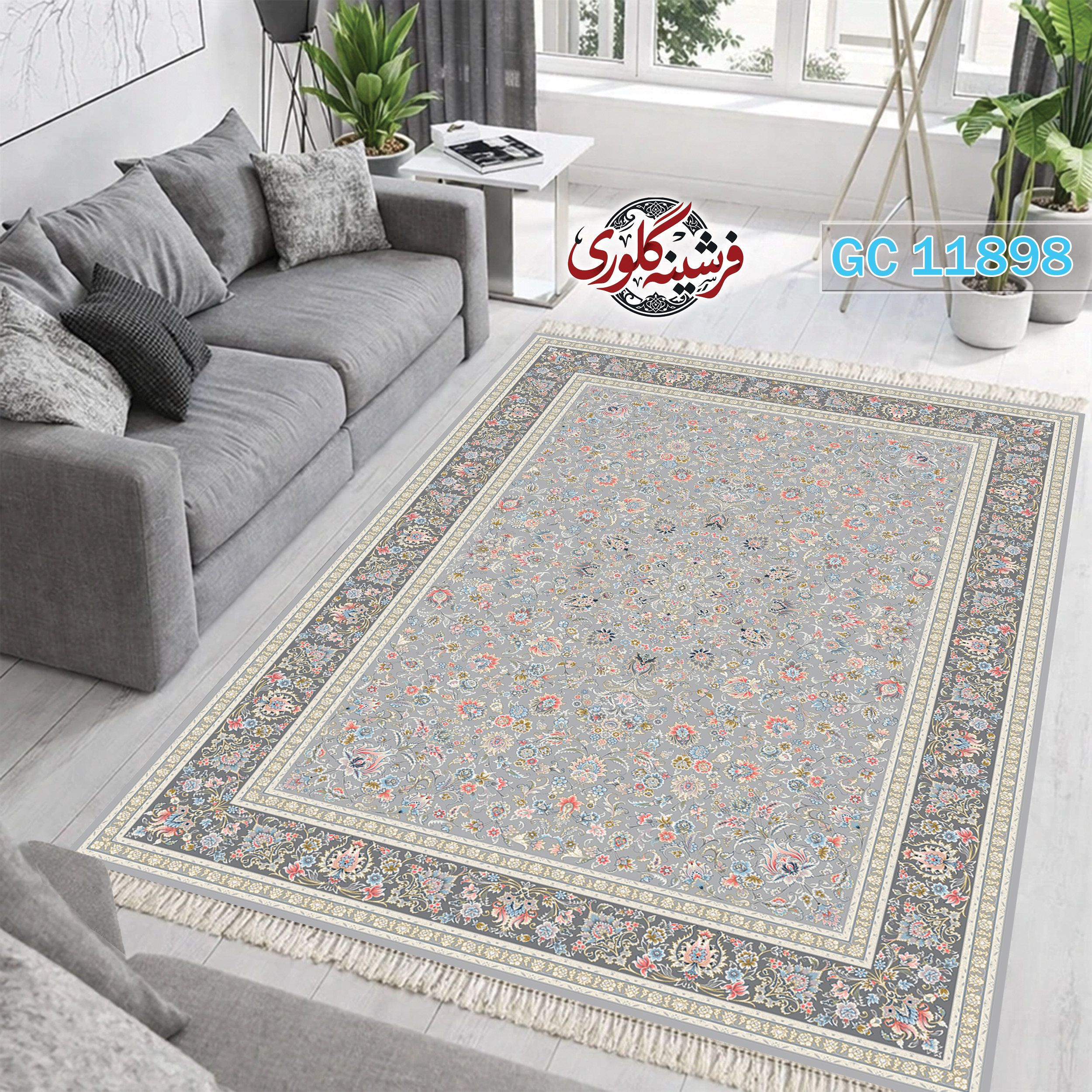 فرشینه طرح فرش مخمل هازان ترک قابل شست و شو و ضد پرزدهی کد GC-11898