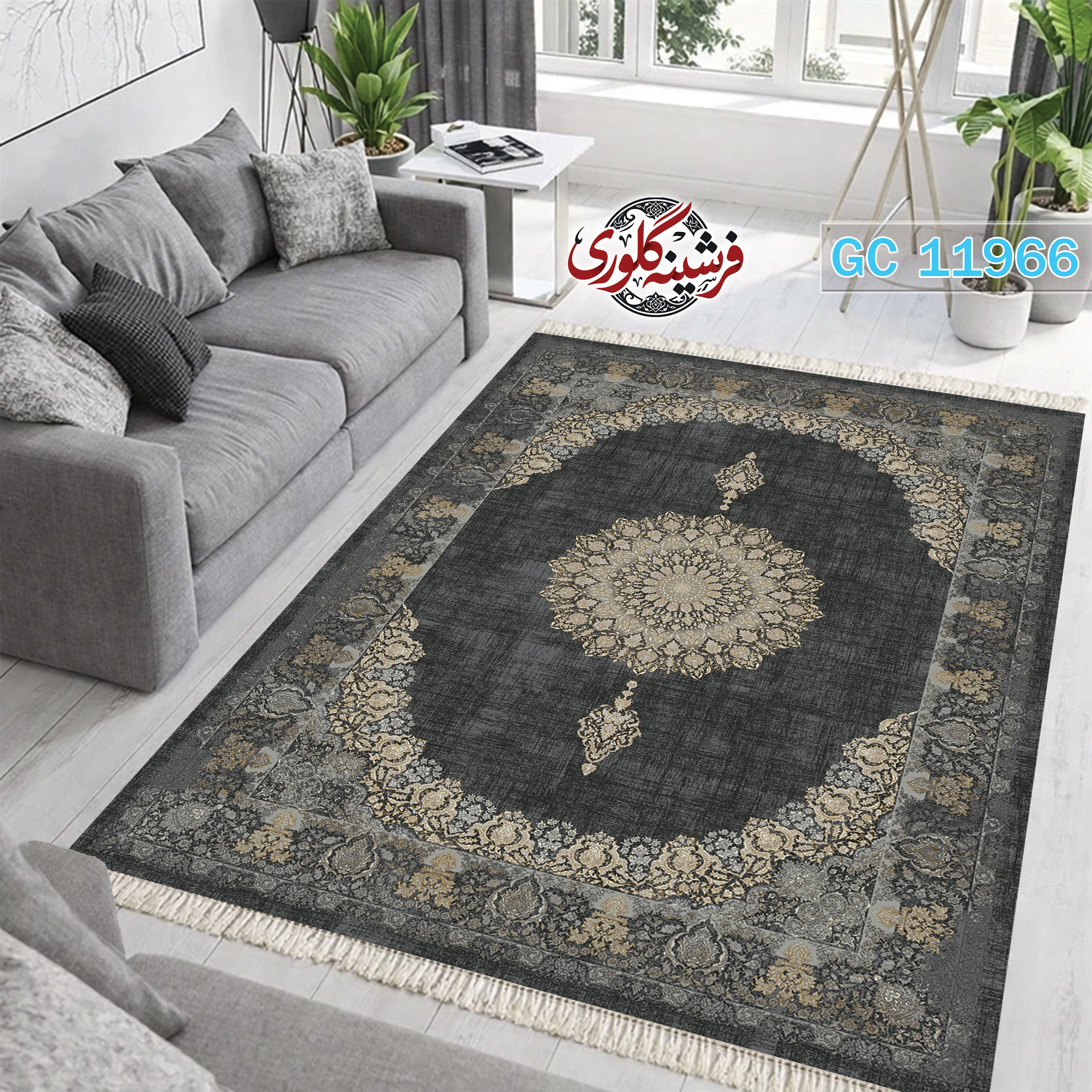 فرشینه طرح فرش مخمل هازان ترک قابل شست و شو و ضد پرزدهی کد GC-11966