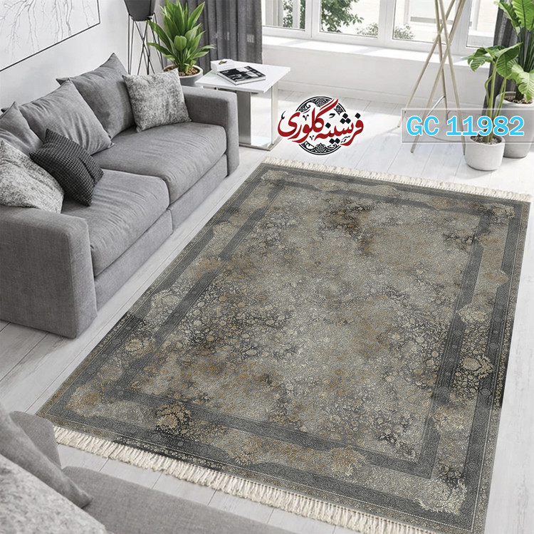 فرشینه طرح فرش مخمل هازان ترک قابل شست و شو و ضد پرزدهی کد GC-11982
