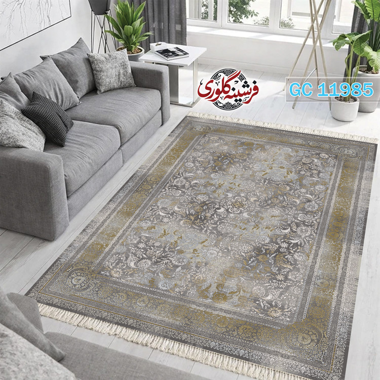 فرشینه طرح فرش مخمل هازان ترک قابل شست و شو و ضد پرزدهی کد GC-11985