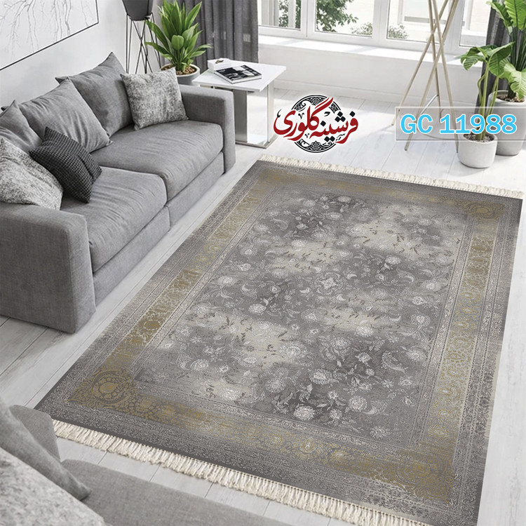 فرشینه طرح فرش مخمل هازان ترک قابل شست و شو و ضد پرزدهی کد GC-11988