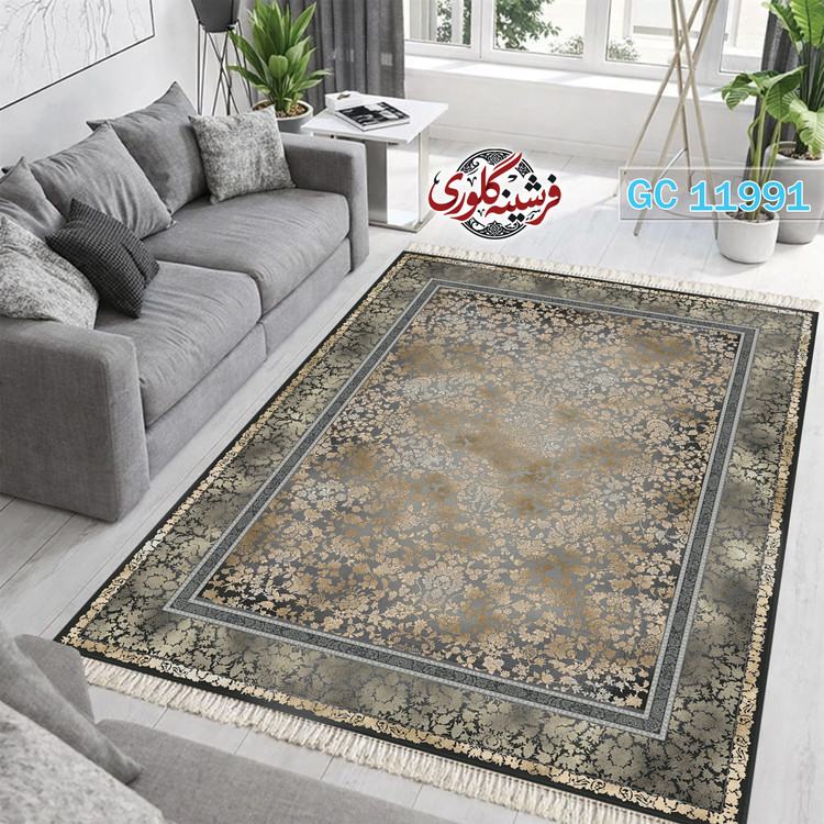 فرشینه طرح فرش مخمل هازان ترک قابل شست و شو و ضد پرزدهی کد GC-11991