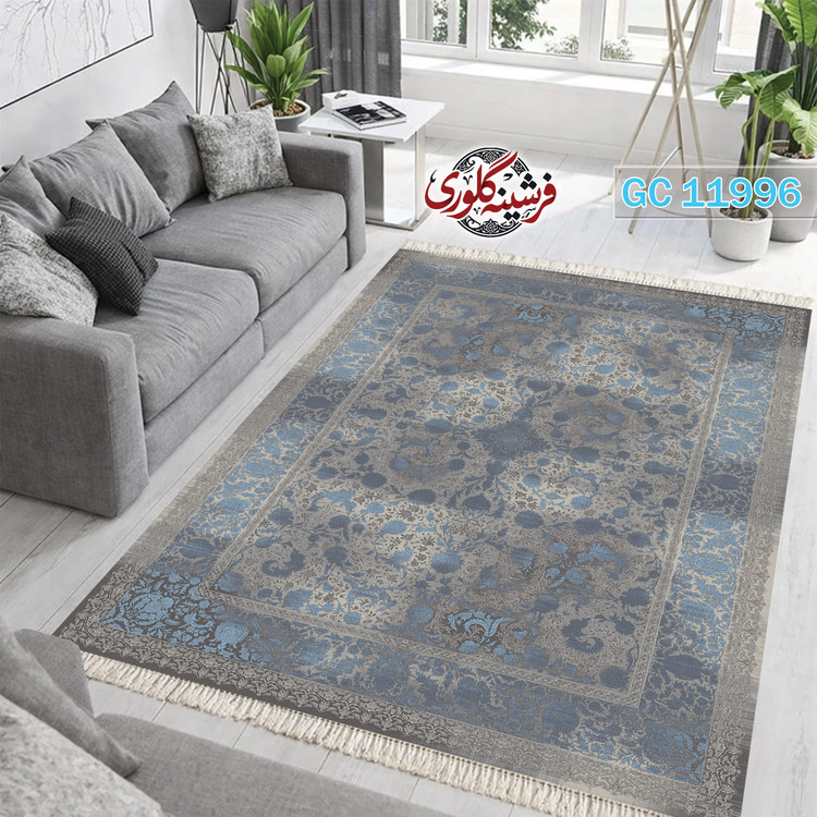 فرشینه طرح فرش مخمل هازان ترک قابل شست و شو و ضد پرزدهی کد GC-11996